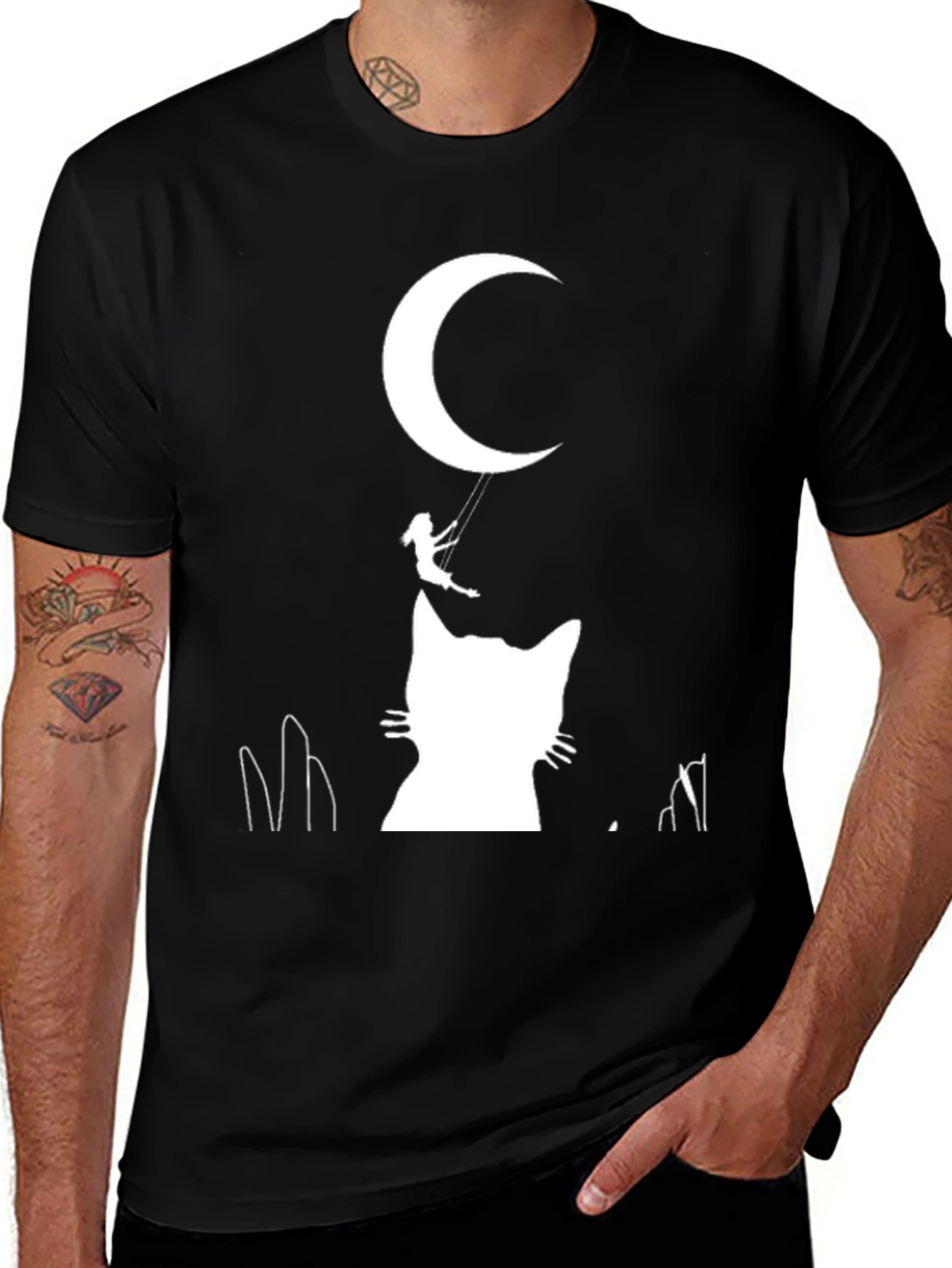 Variant 13 of Moonlit Cat Silhouette T-Shirt