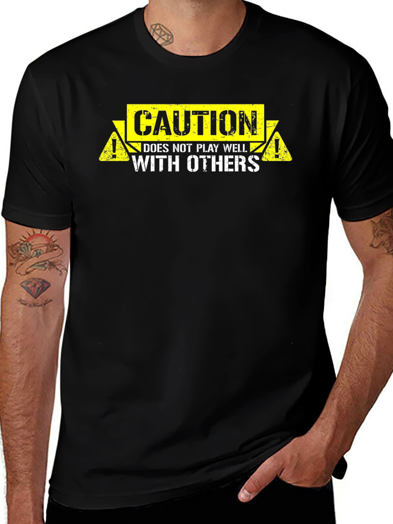 Variant 17 of Caution: Does Not Play Well With Others T-Shirt