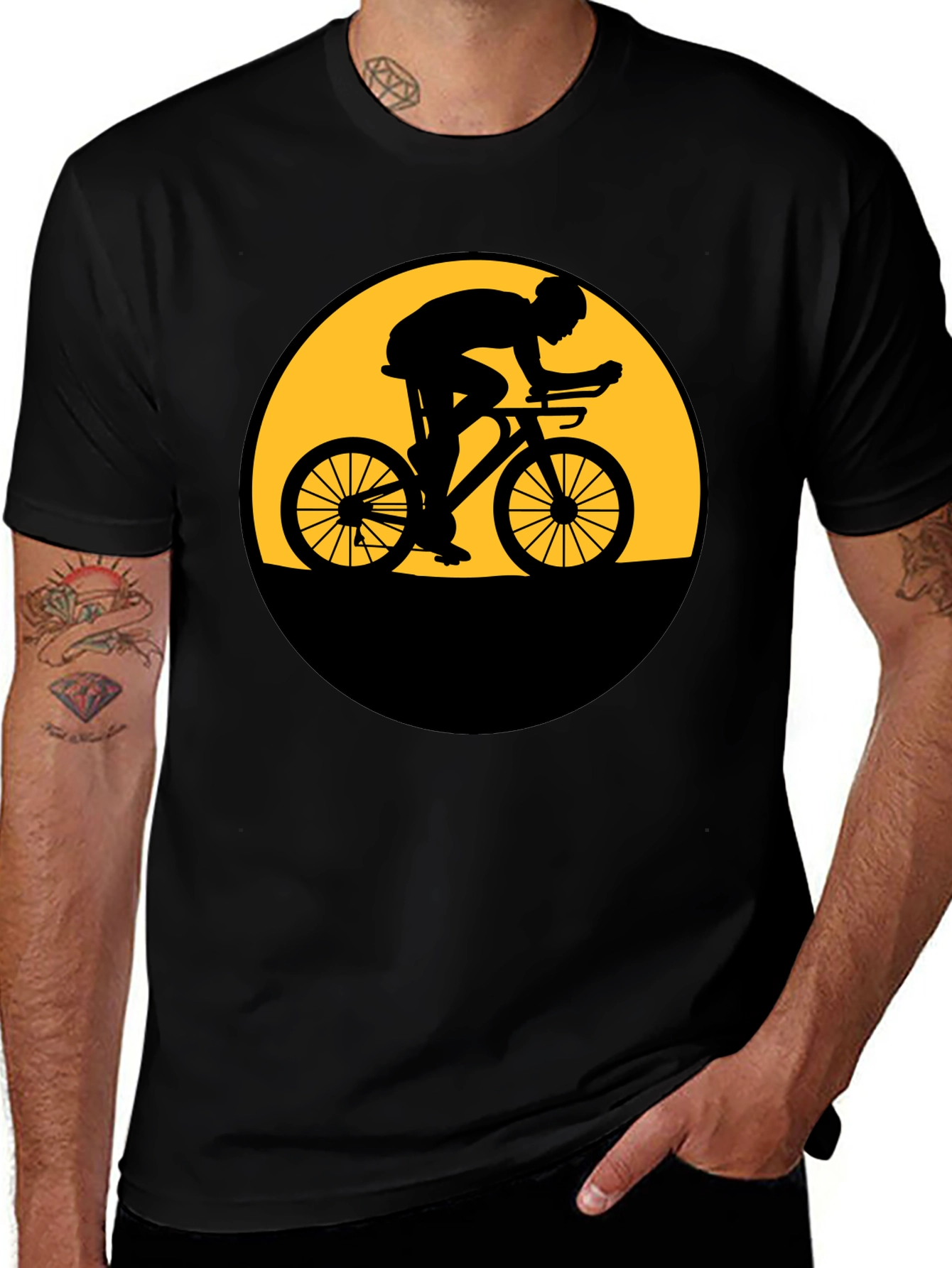 Variant 17 of Cycling Silhouette T-Shirt - Black Graphic Tee