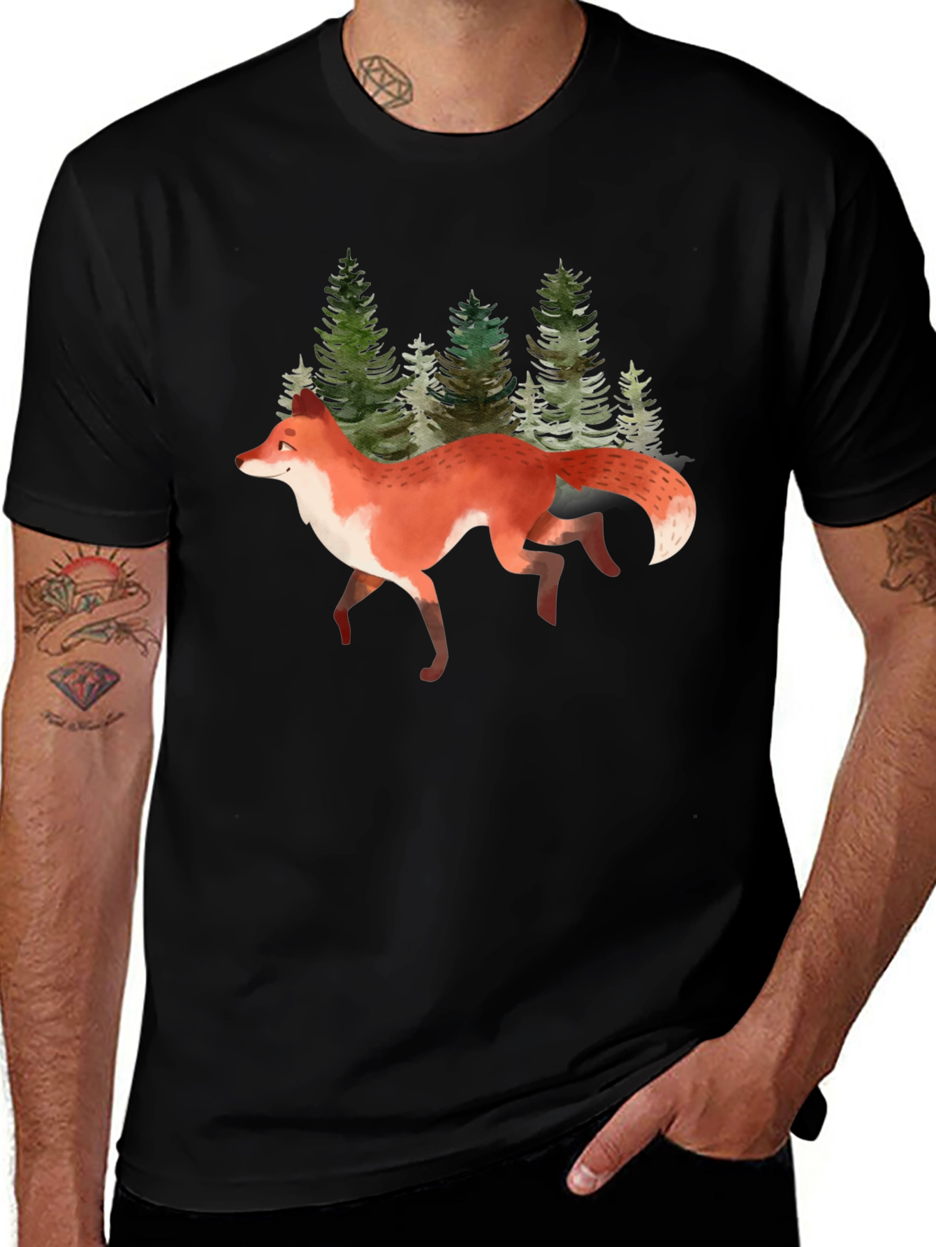 Variant 21 of Fox in Forest Graphic Tee - Soft Cotton Blend