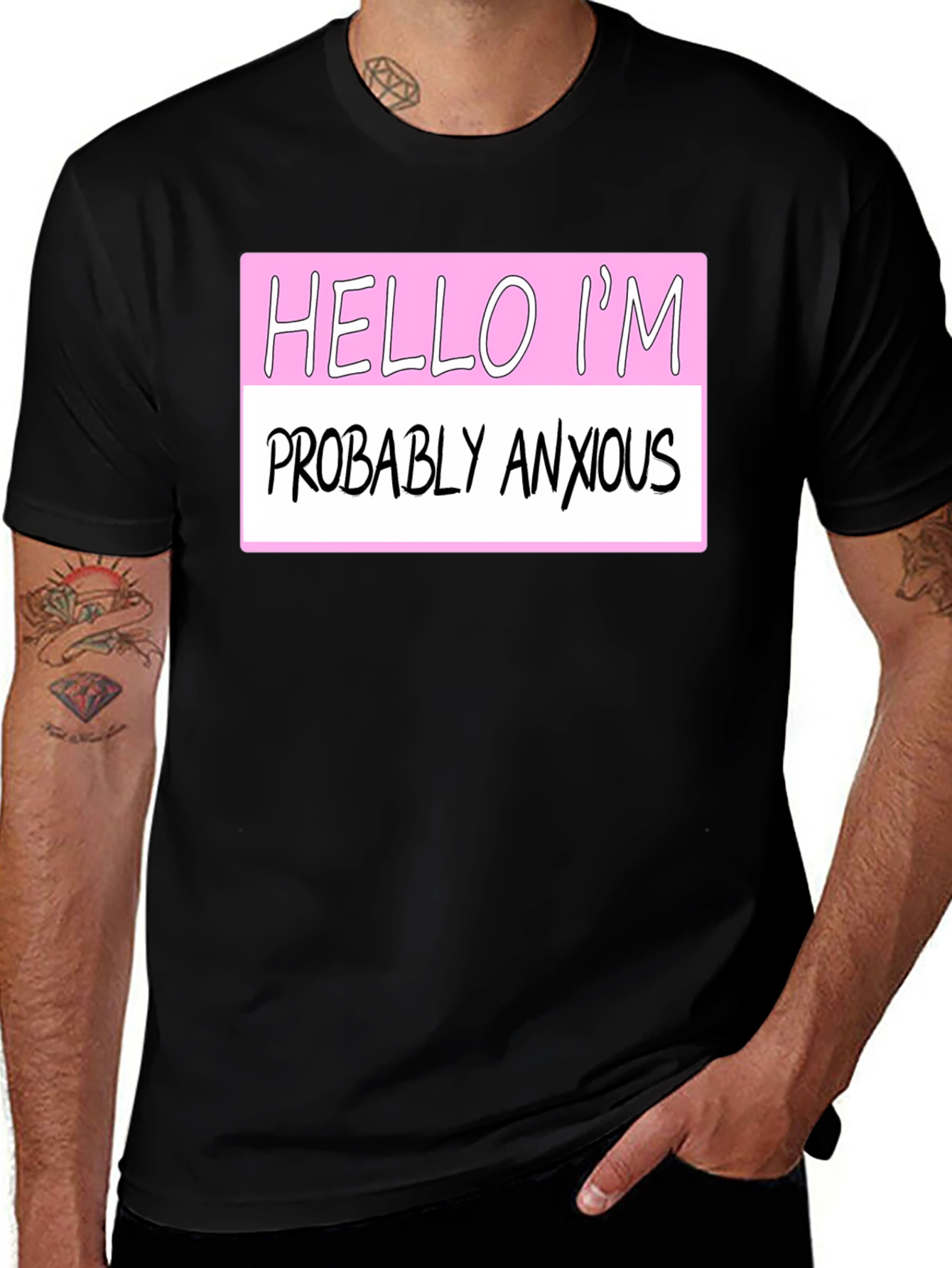 Variant 10 of Anxious Humor T-Shirt - Hello I'm Probably Anxious Graphic Tee