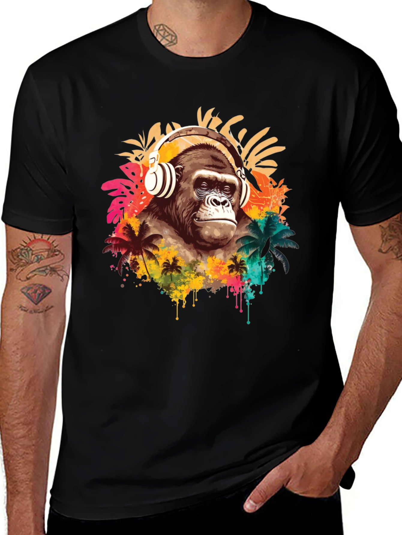 Variant 8 of Gorilla Headphones Graphic T-Shirt