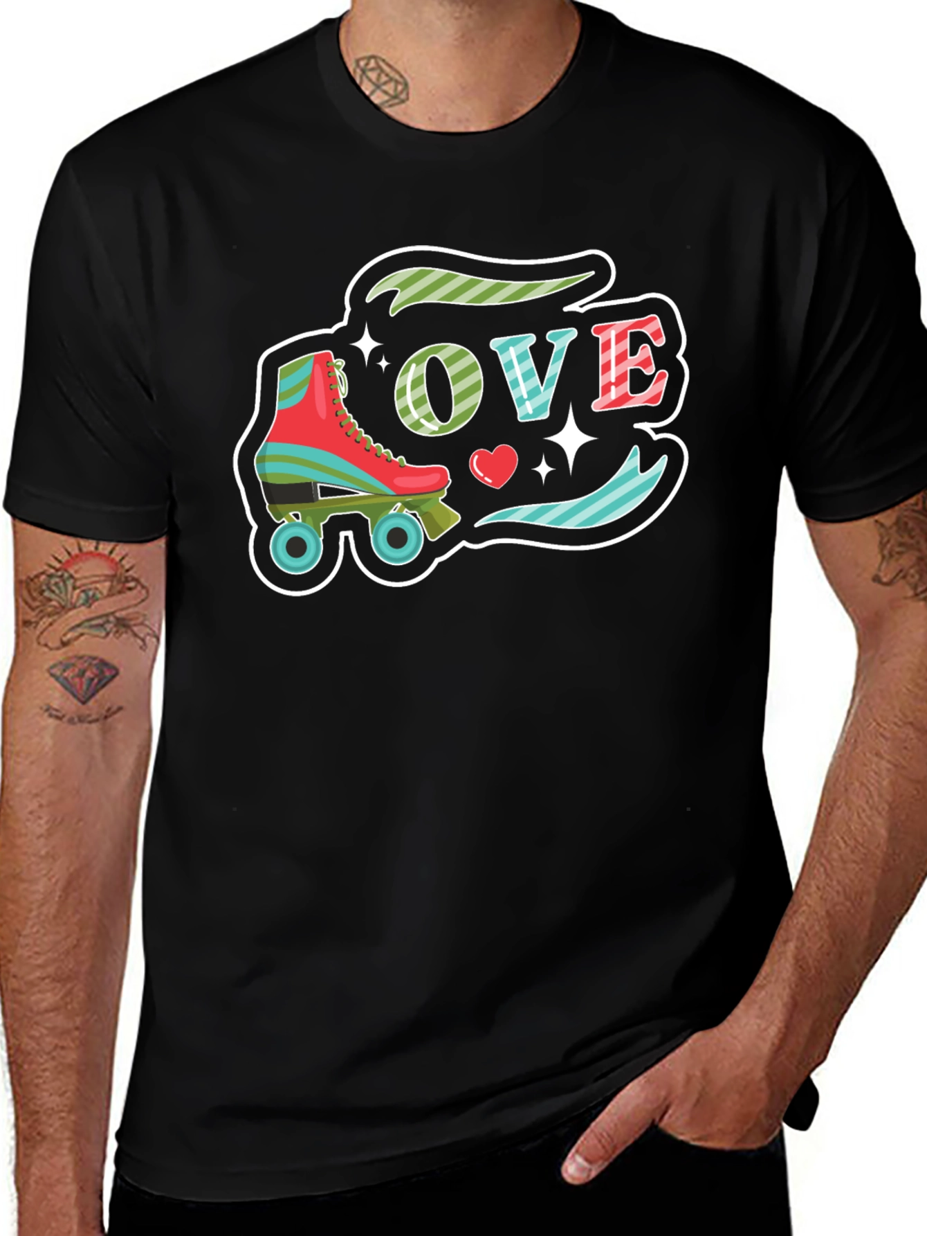 Variant 30 of Retro Roller Skate Love T-Shirt - Groovy Style