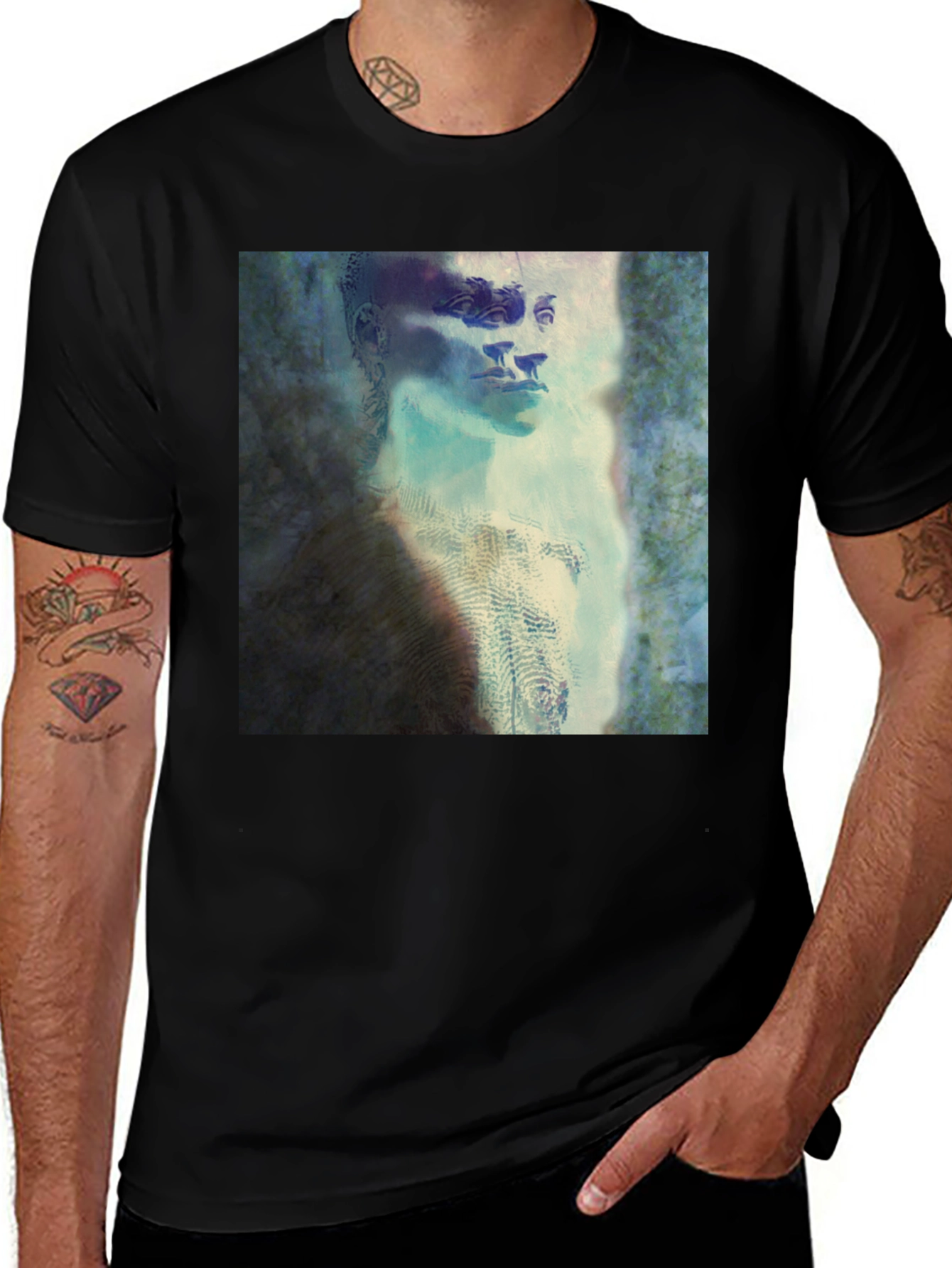 Variant 27 of Abstract Portrait Graphic Black T-Shirt