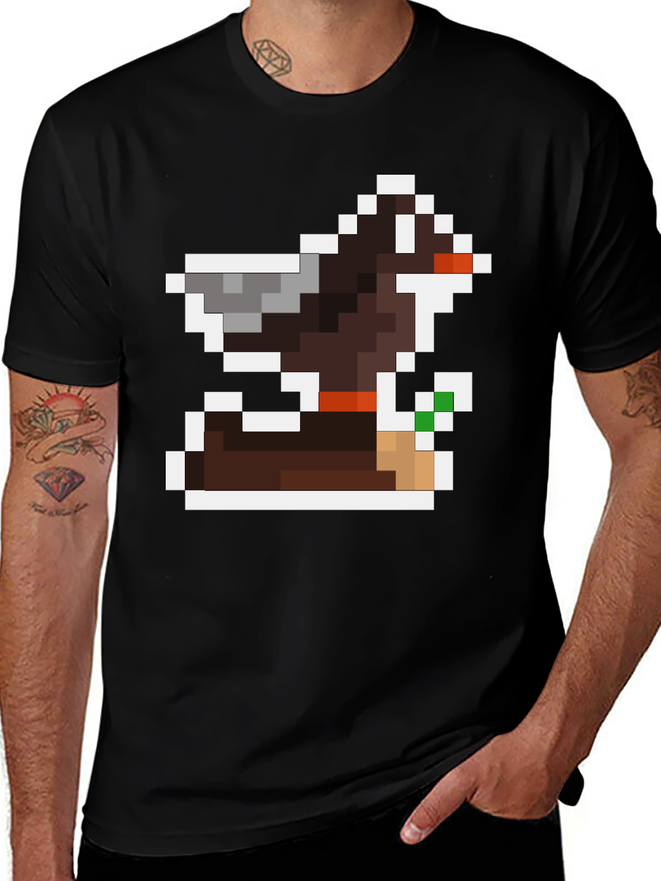 Variant 14 of Pixel Art Dog Black T-Shirt