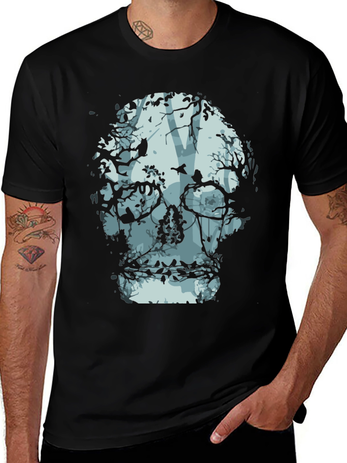 Black Skull Tree Graphic Tee - Nature Inspired Fashion main image