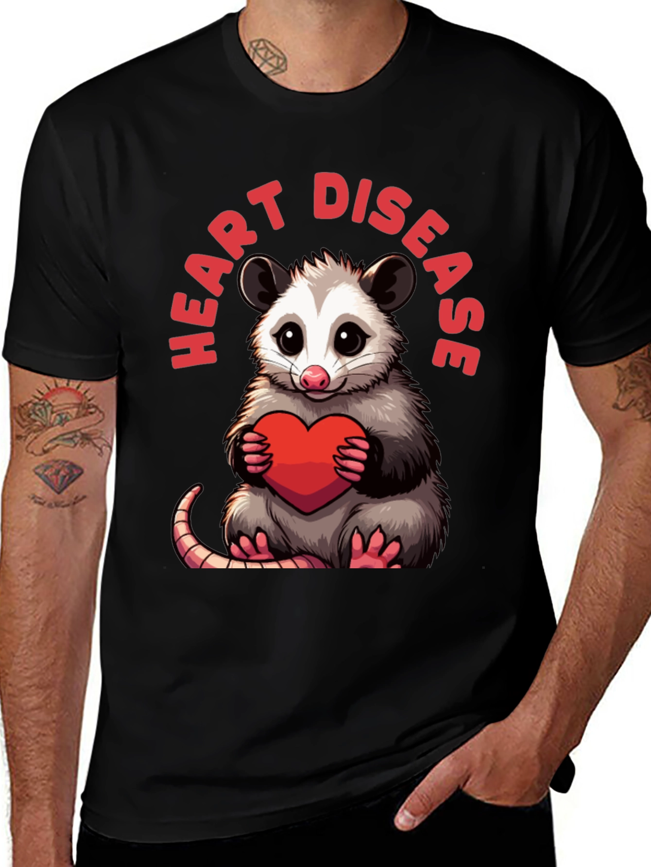 Variant 7 of Cute Opossum Heart Disease T-Shirt