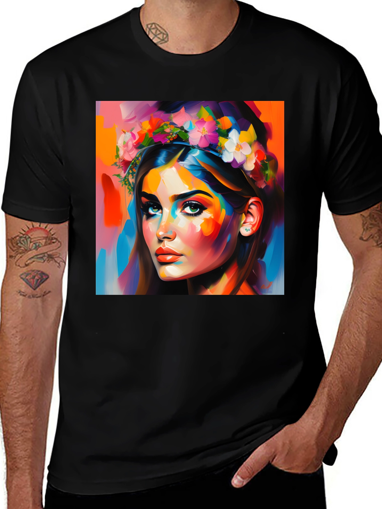 Variant 13 of Floral Portrait Graphic T-Shirt - Artistic Print