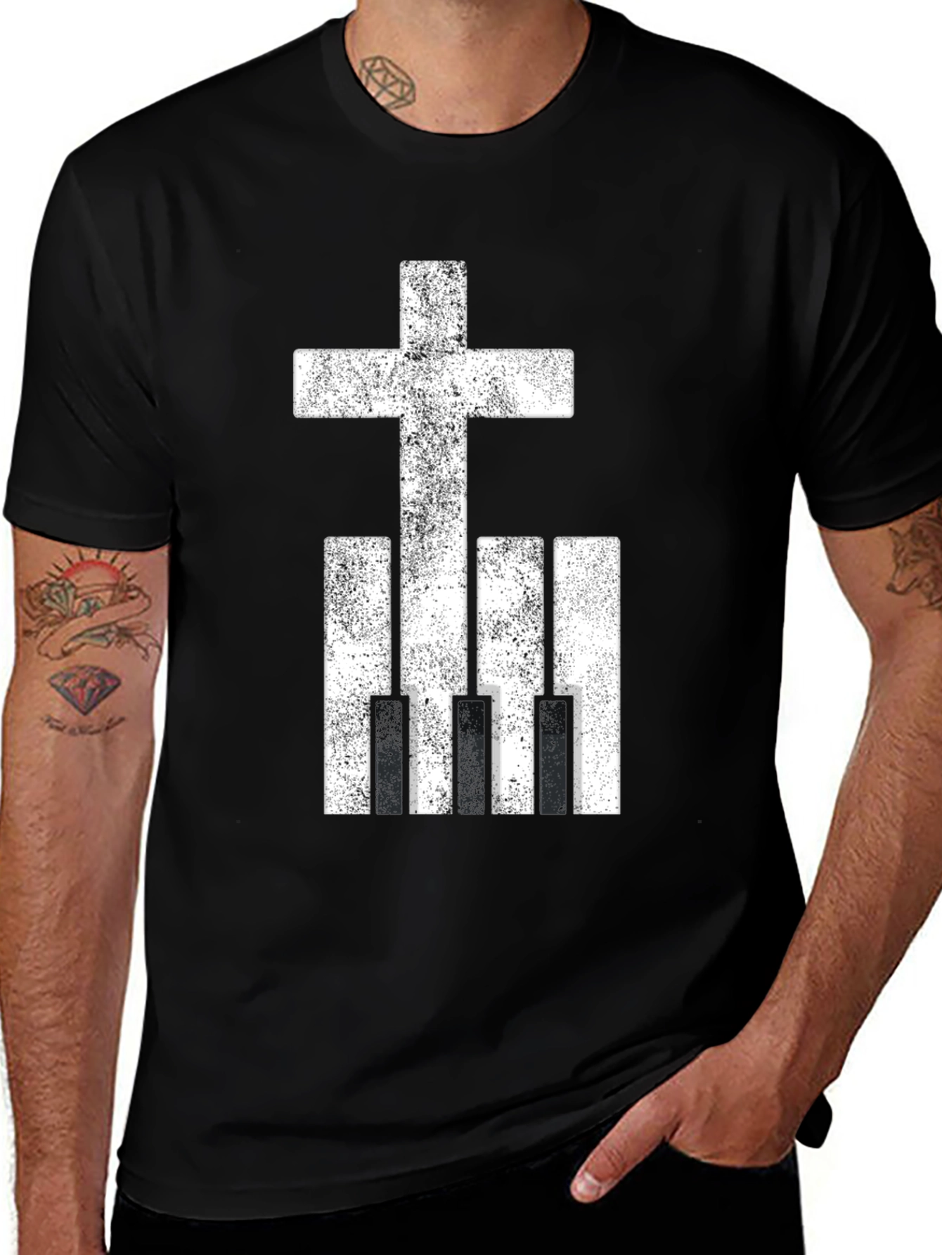 Cross & Keys Piano Shirt - Christian Music Apparel