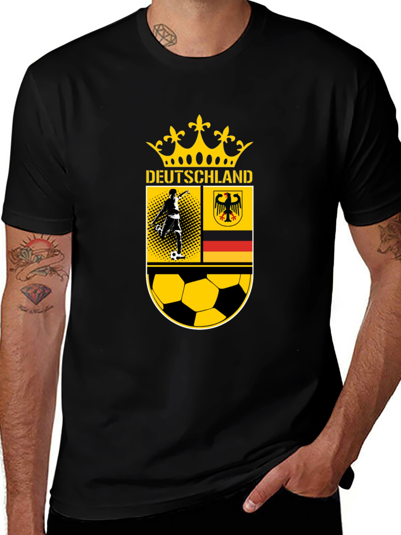 Variant 19 of Deutschland Soccer T-Shirt - Black German Football Tee