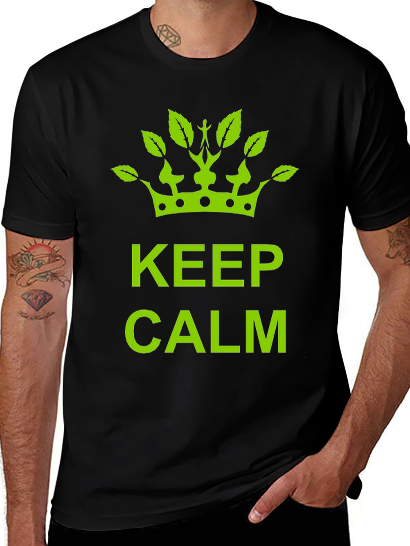 Variant 15 of Keep Calm Green Crown Black T-Shirt