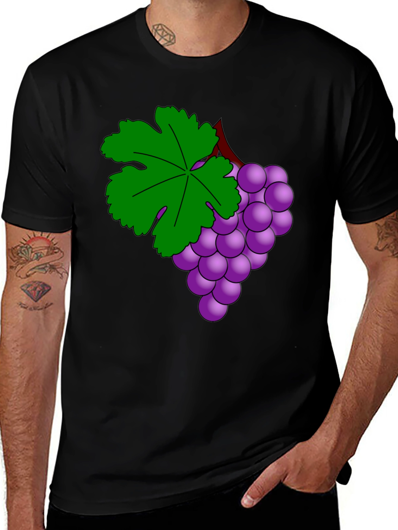 Variant 15 of Grapes Graphic Black T-Shirt