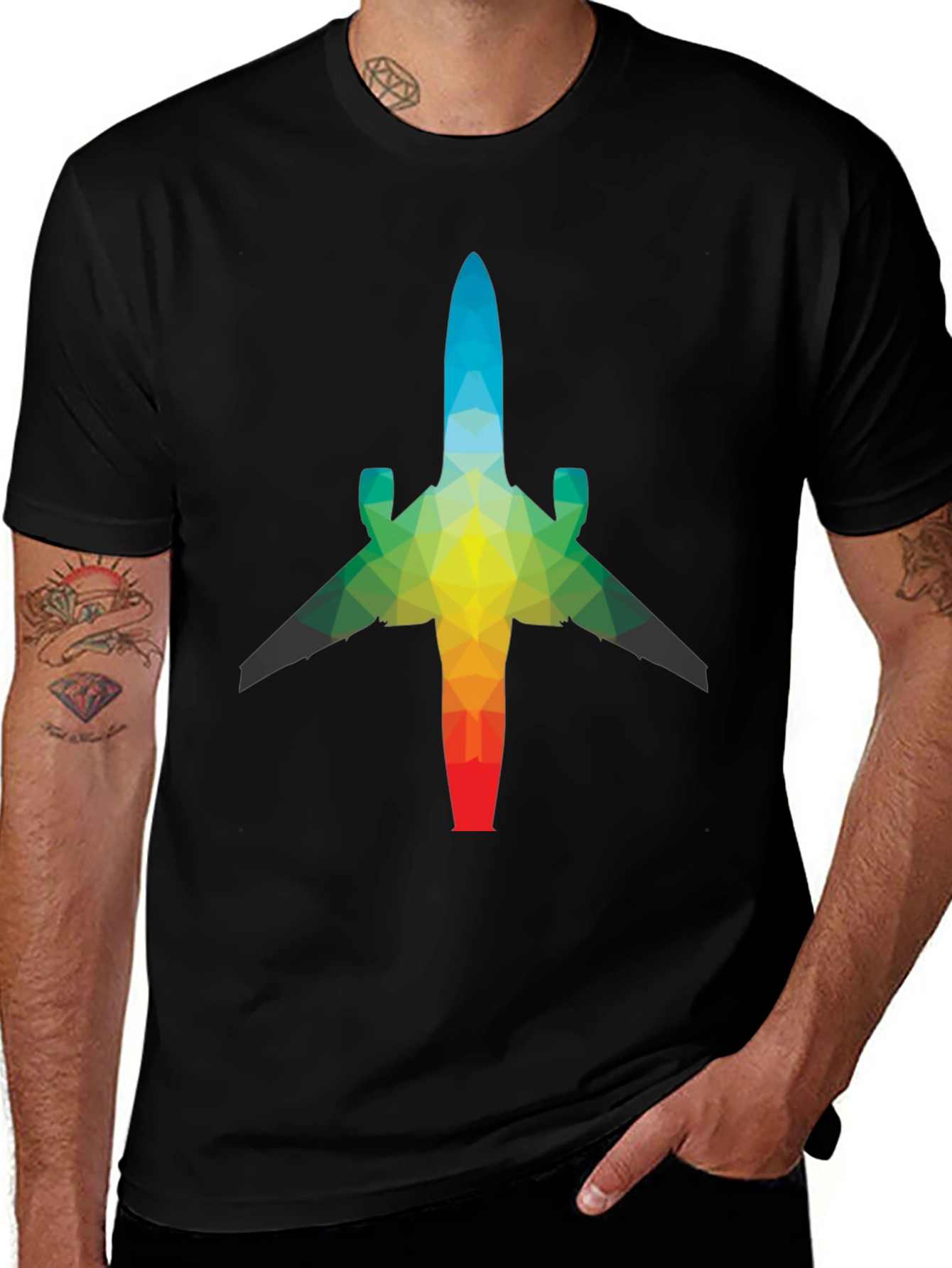 Variant 14 of Geometric Airplane Graphic Tee - Black