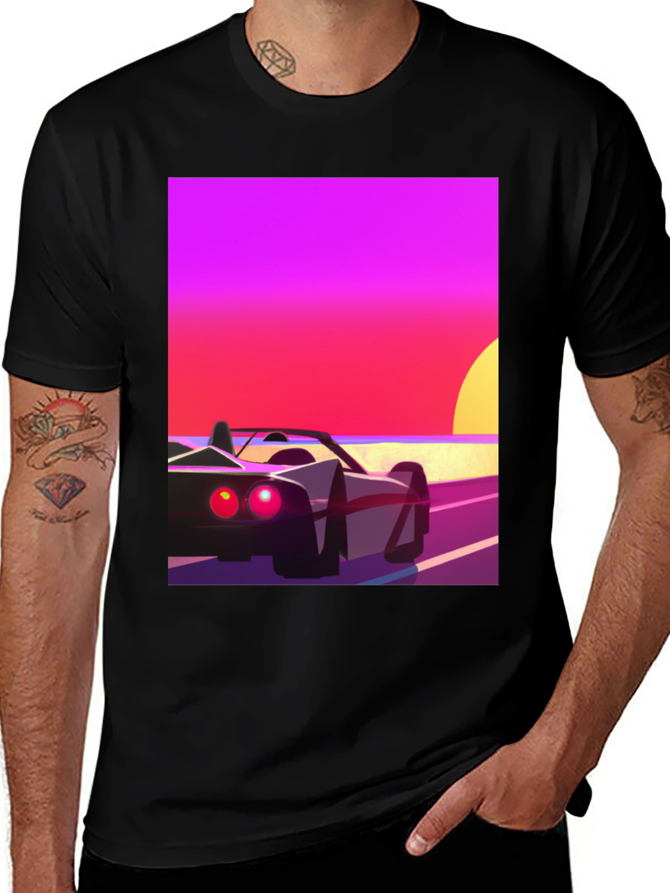 Variant 10 of Retro Sunset Car Graphic T-Shirt