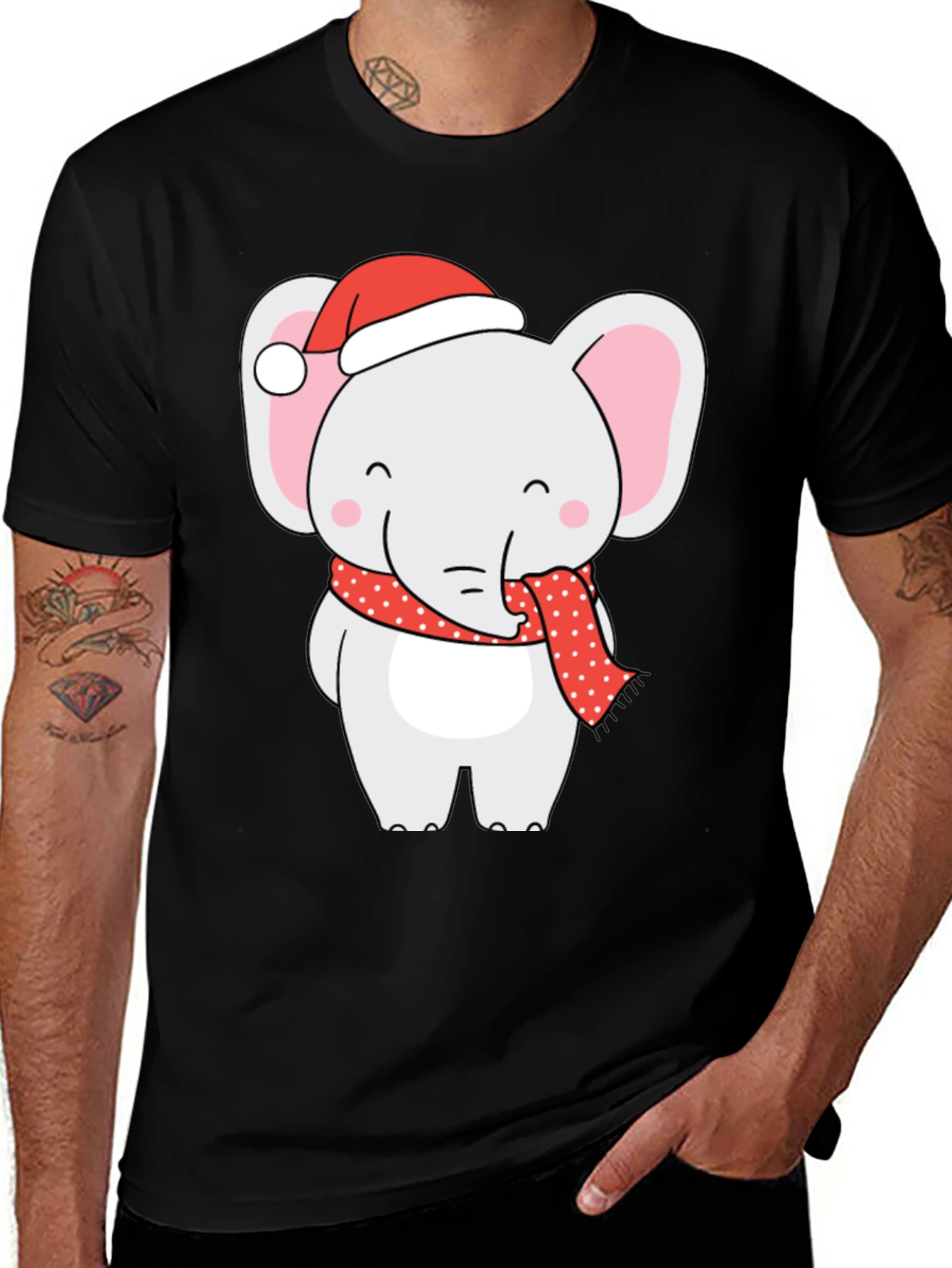 Variant 14 of Holiday Elephant Graphic Tee - Festive Fun!