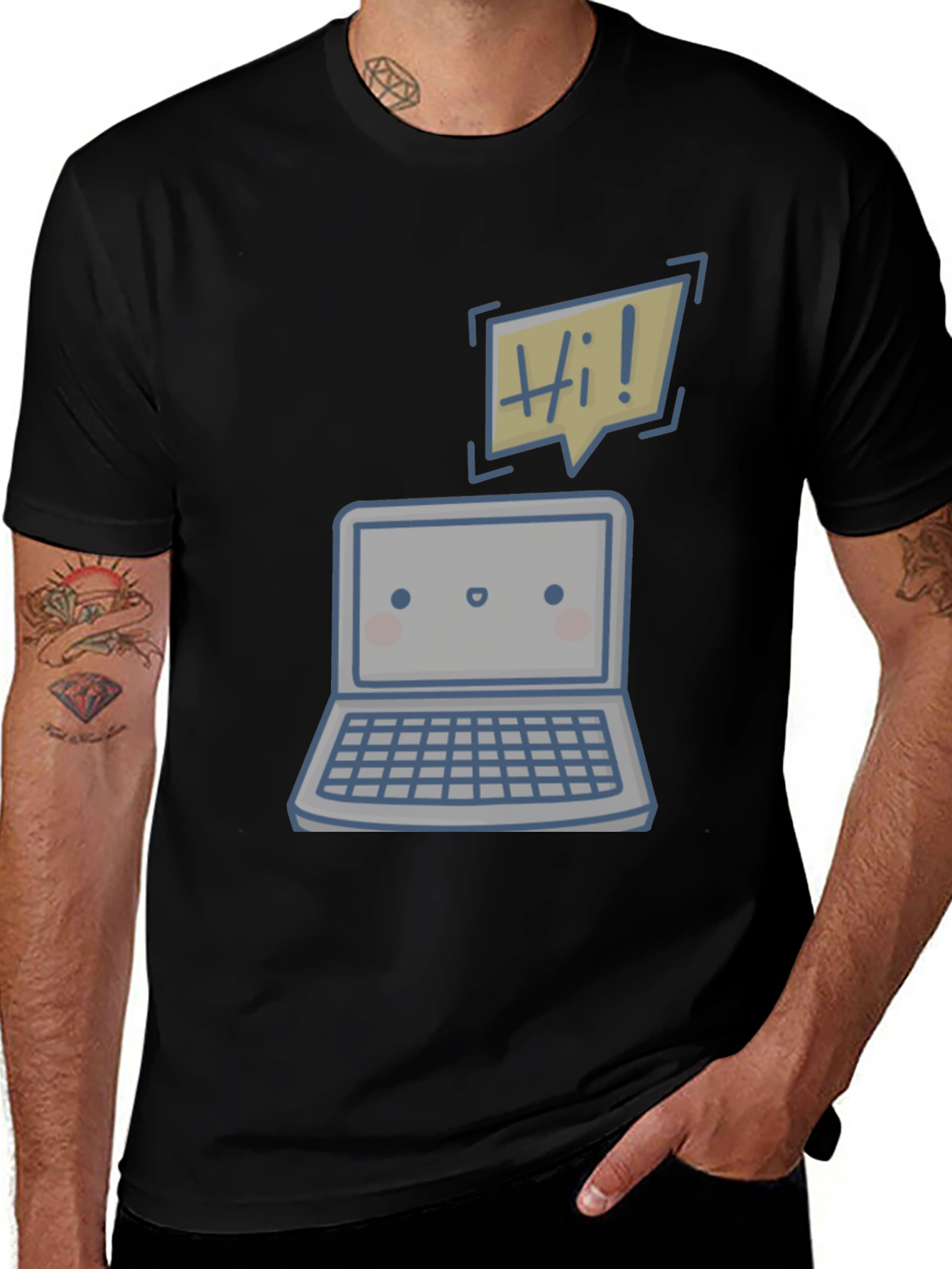 Variant 4 of Cute Laptop "Hi!" Graphic Tee