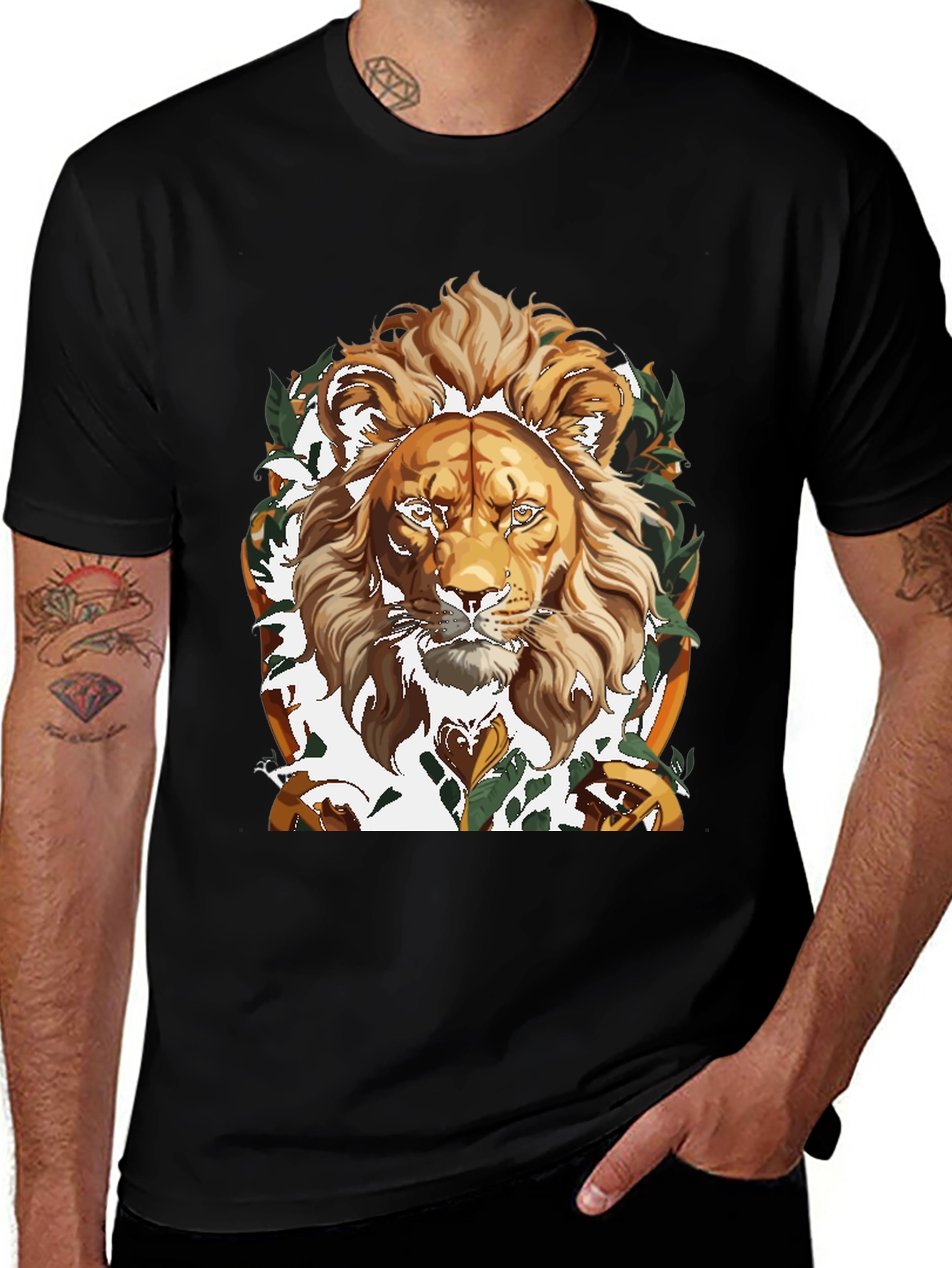 Variant 19 of Lion Graphic Black T-Shirt