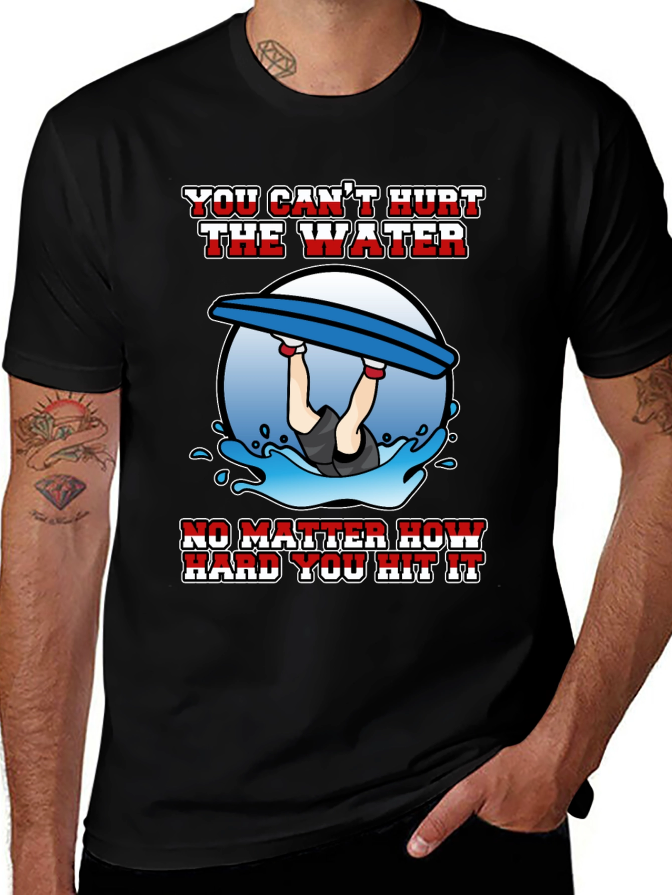 Variant 13 of Funny Wakeboarding T-Shirt - Can't Hurt the Water Tee