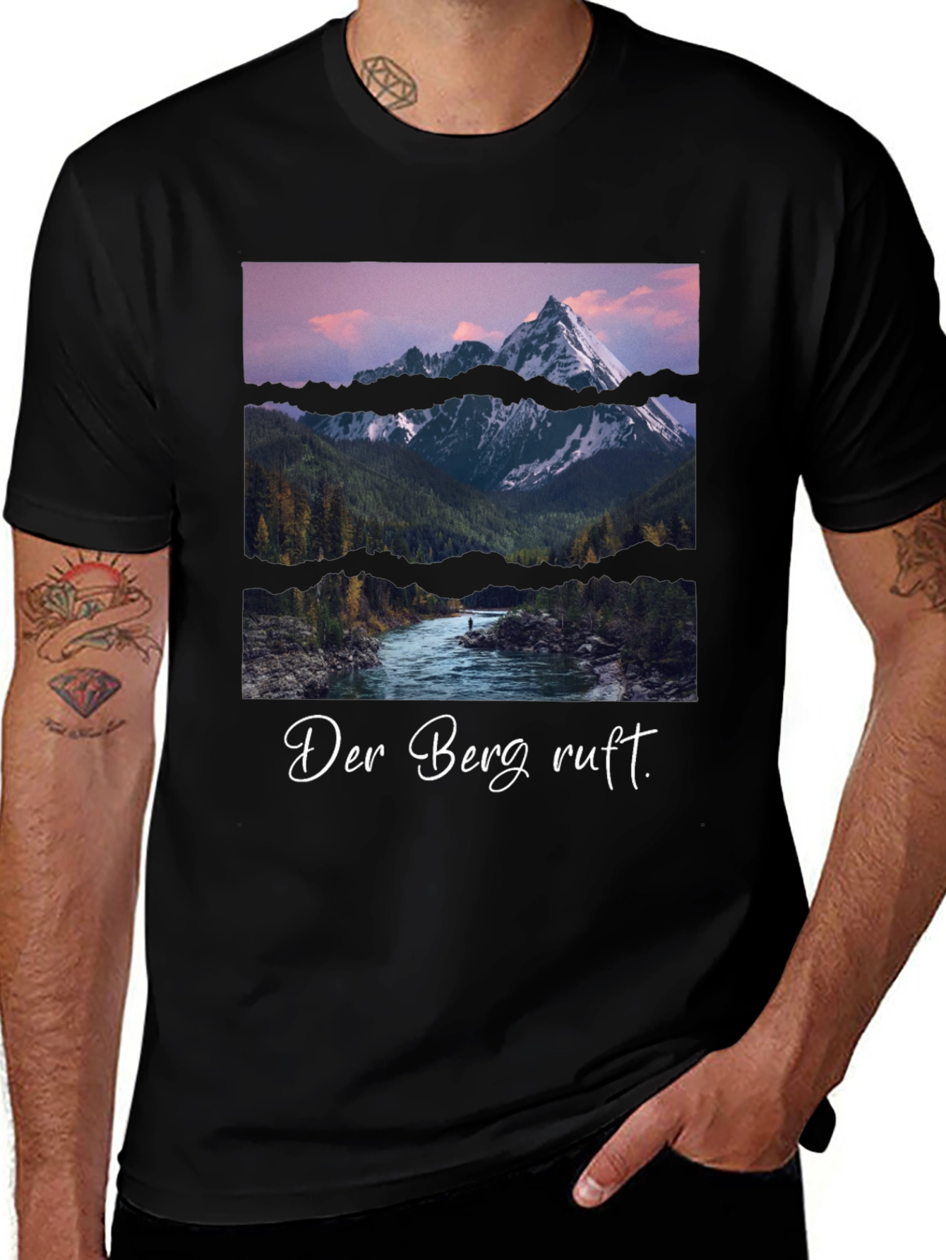 Variant 19 of Mountain Scene Graphic Tee - 'Der Berg Ruft'