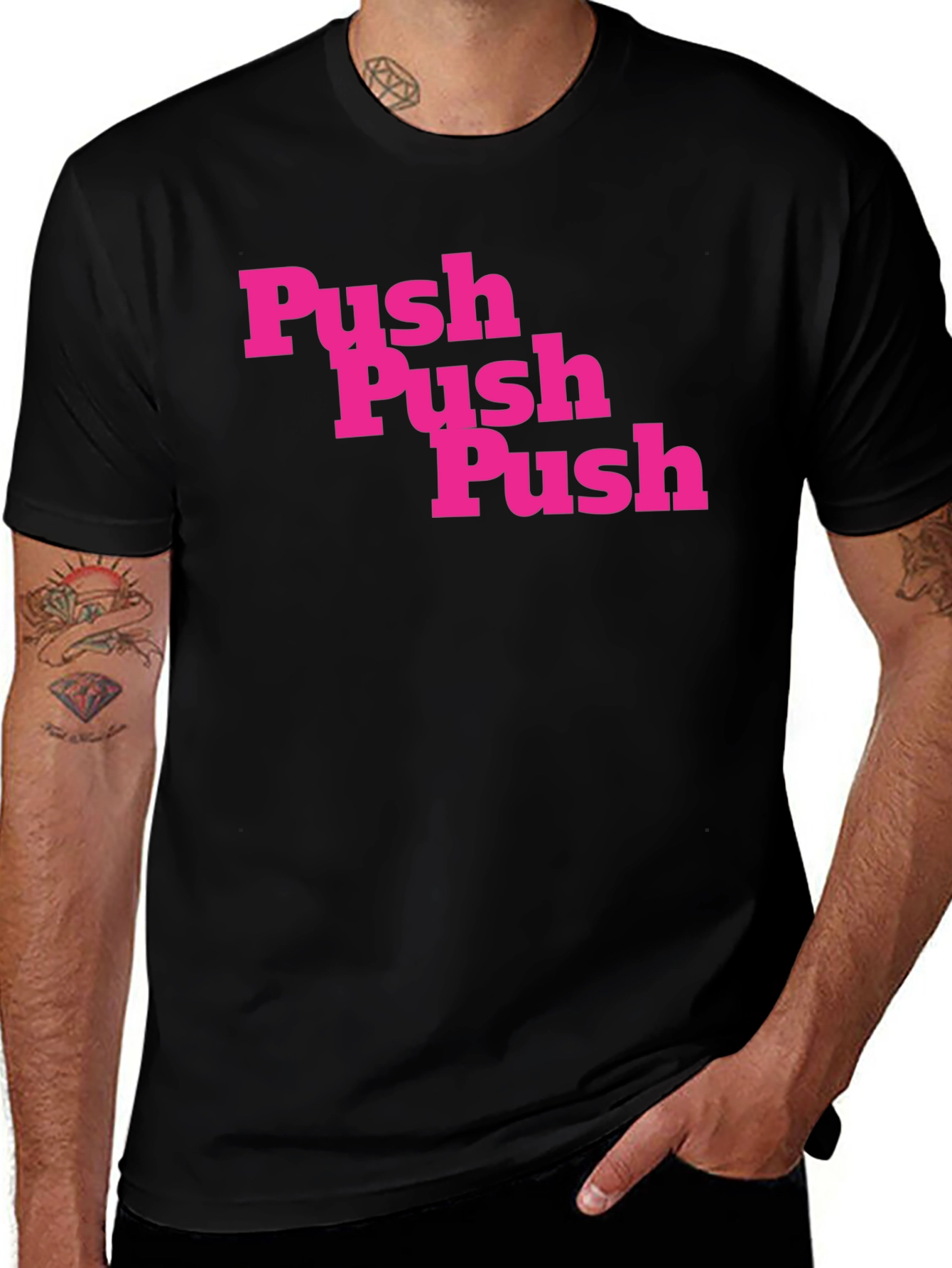 Variant 15 of Push Pink Graphic Black T-Shirt