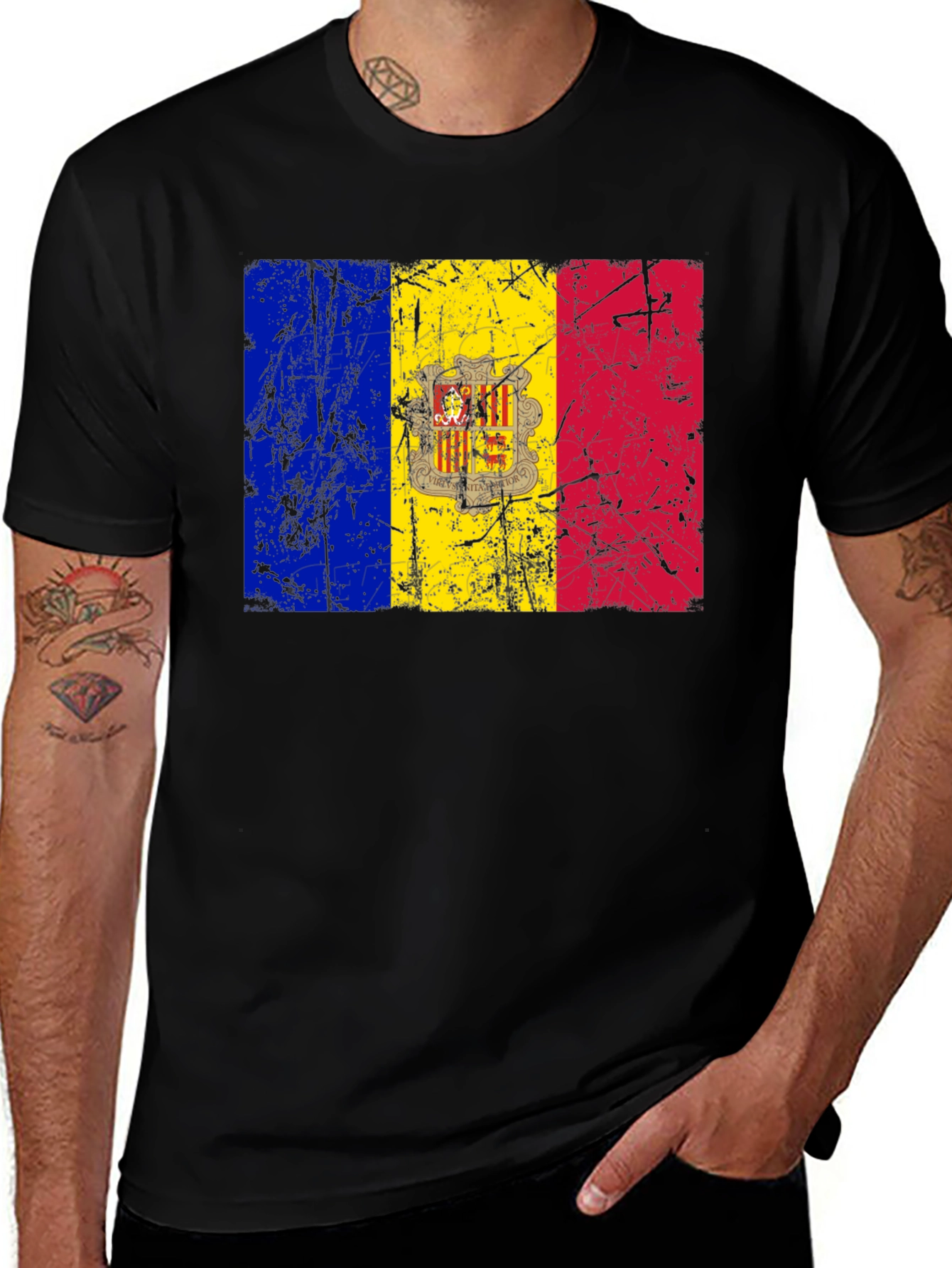 Andorra Flag T-Shirt - Distressed Design