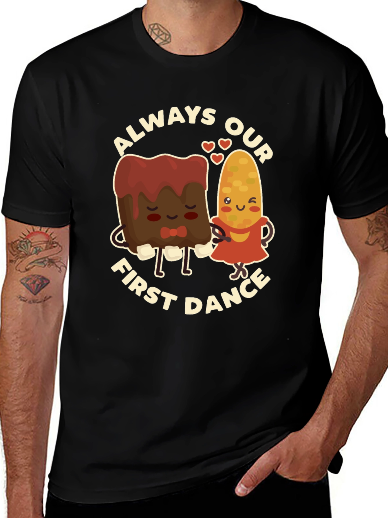 Black Always Our First Dance T-Shirt - Cute Foodie Couple Tee main image