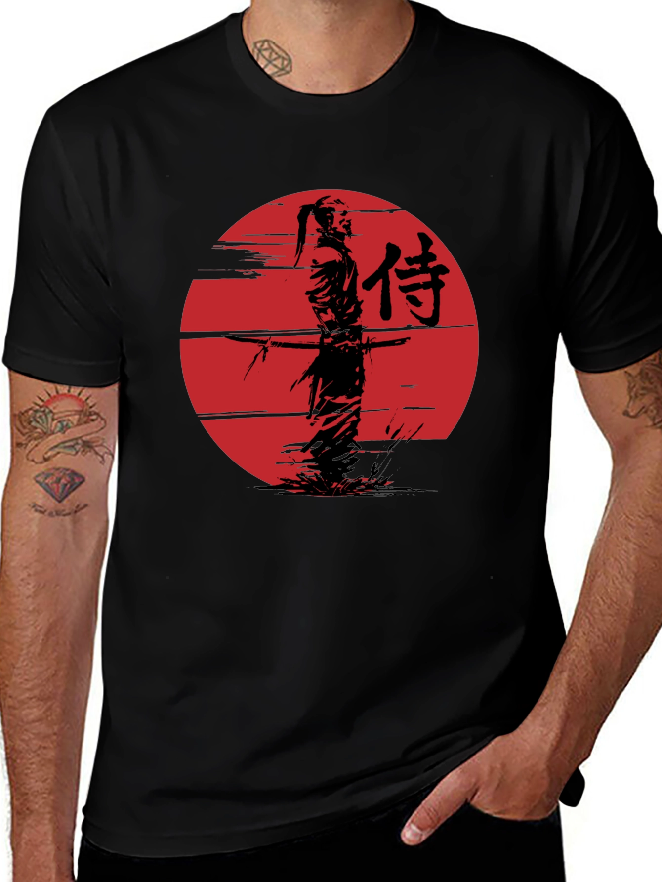 Variant 16 of Samurai Graphic Tee - Men's Black T-Shirt