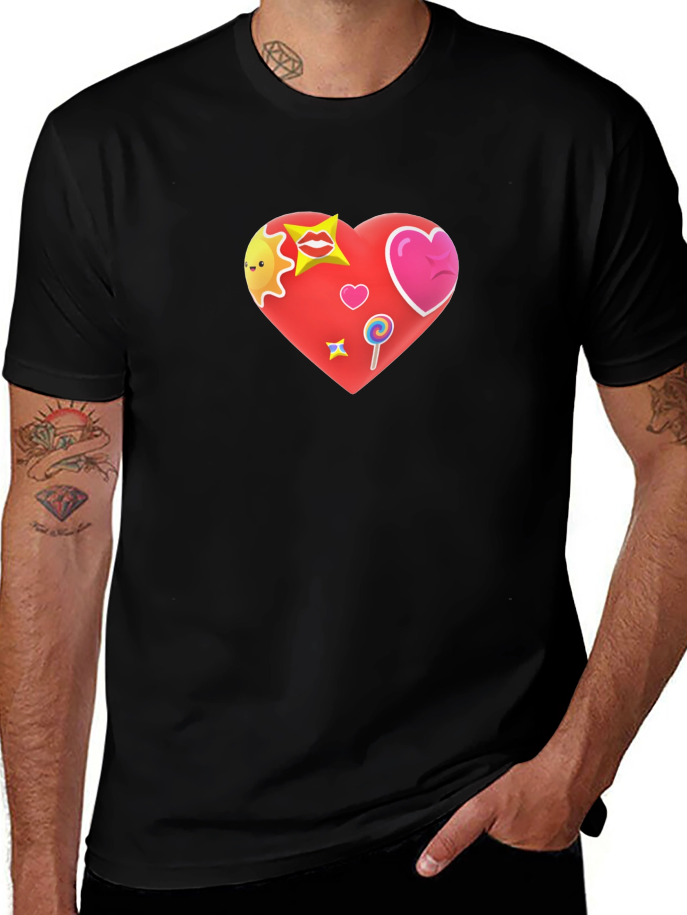 Variant 26 of Heart Graphic Black T-Shirt for Men