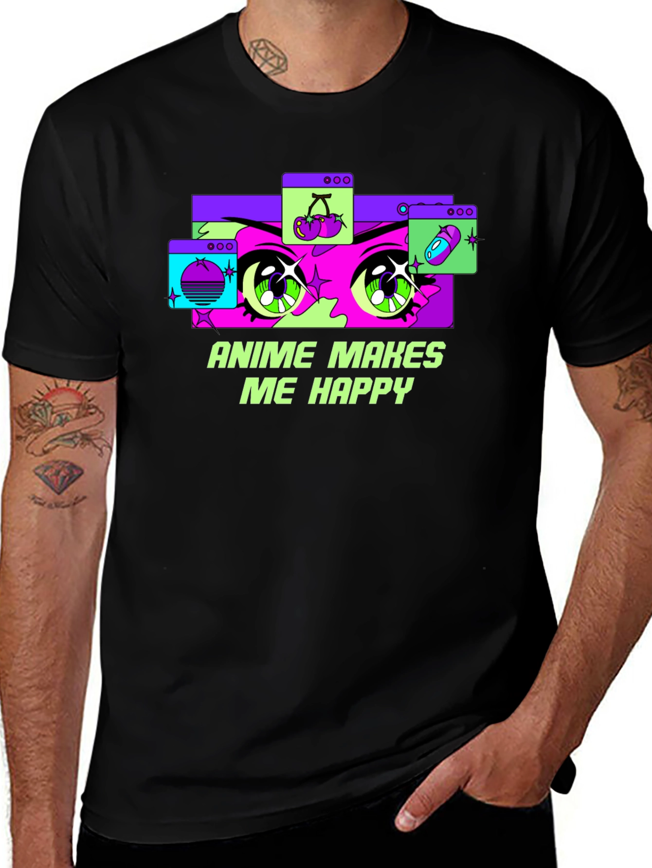 Variant 7 of Anime Makes Me Happy Graphic Tee