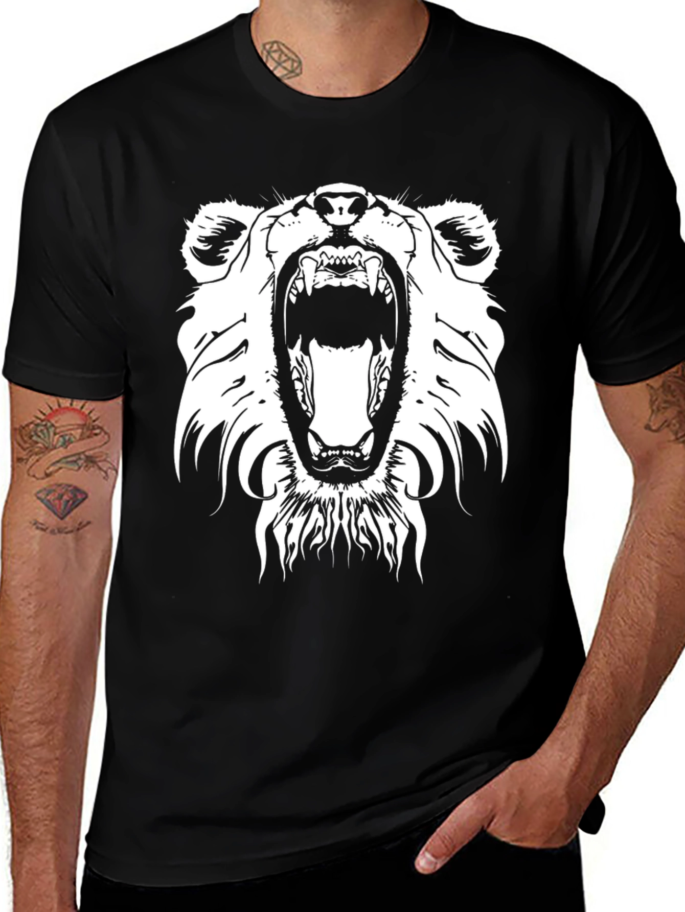 Variant 8 of Roaring Lion Graphic Print Black T-Shirt