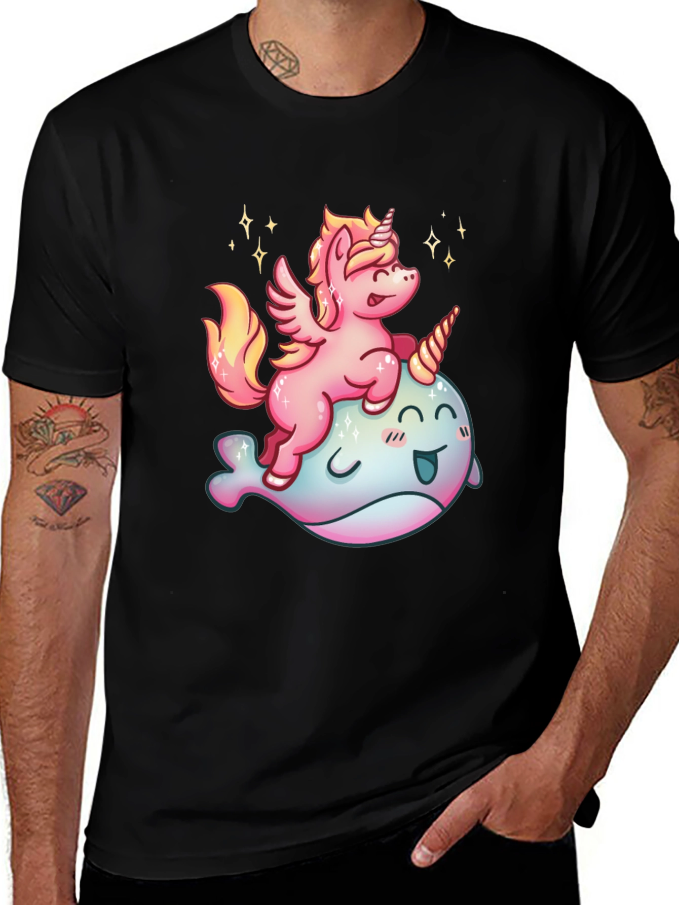 Unicorn Riding Narwhal Graphic Tee