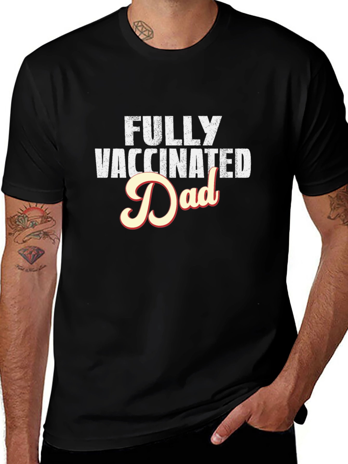 Variant 16 of Fully Vaccinated Dad T-Shirt - Black Cotton Tee