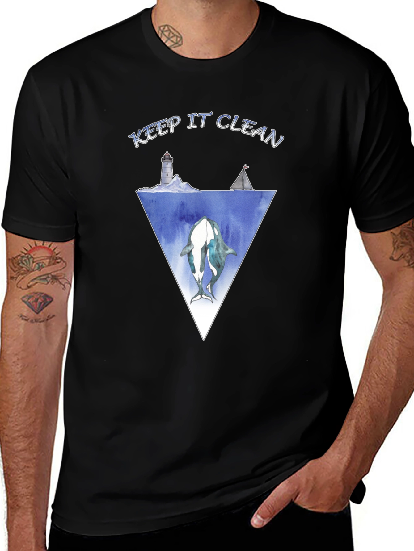 Variant 11 of Keep It Clean Orca Graphic Tee - Black