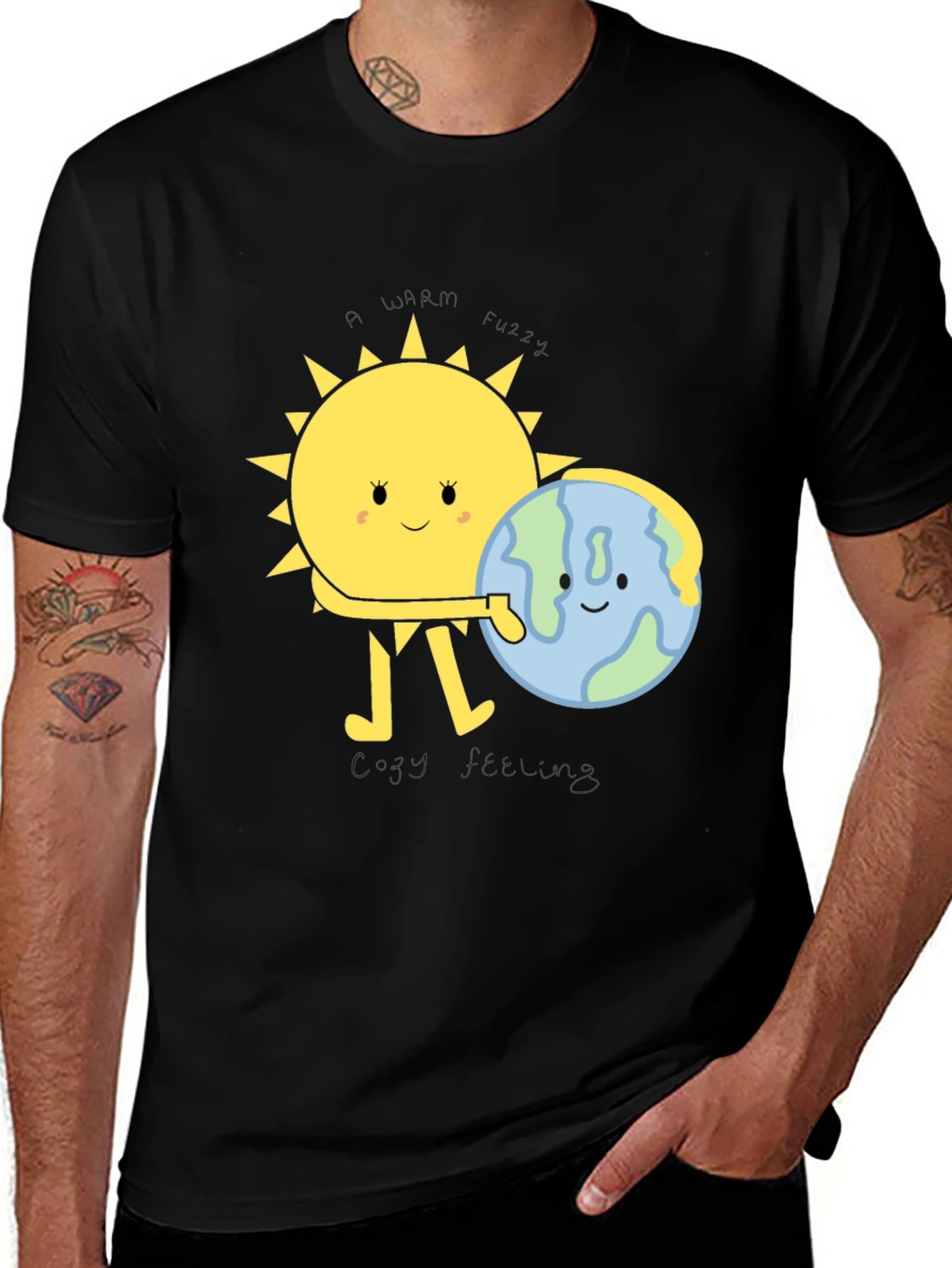 Variant 17 of Cartoon Sun Hugging Earth Graphic T-Shirt