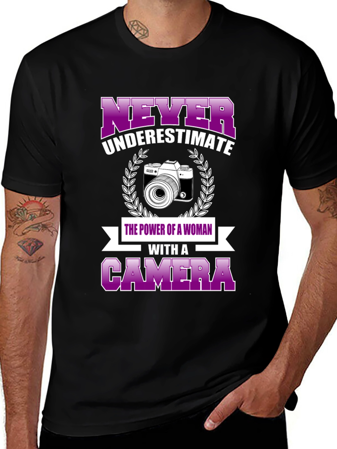 Variant 8 of Never Underestimate Woman with Camera T-Shirt
