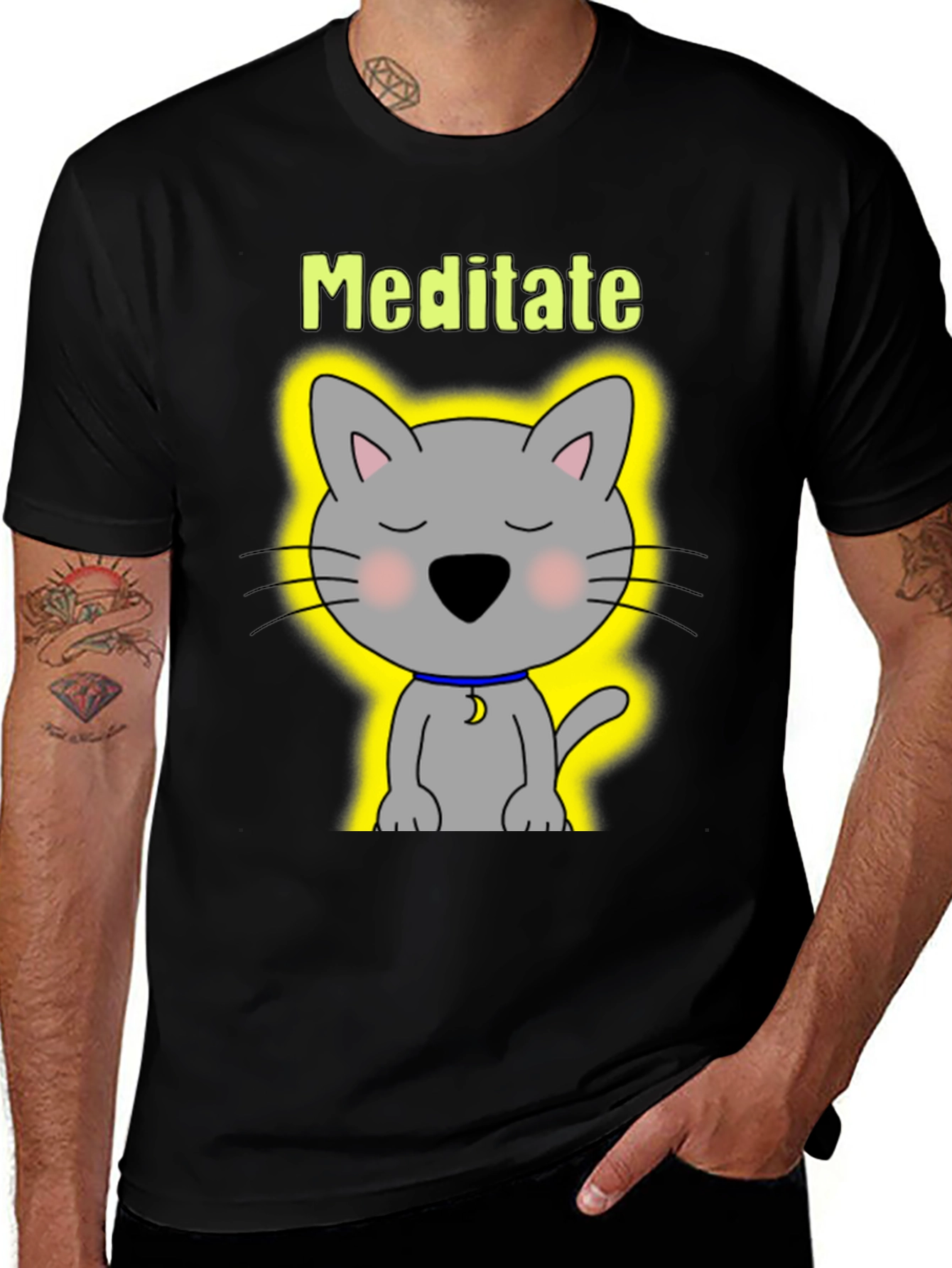 Variant 12 of Meditate Cat T-Shirt - Zen Kitten Tee