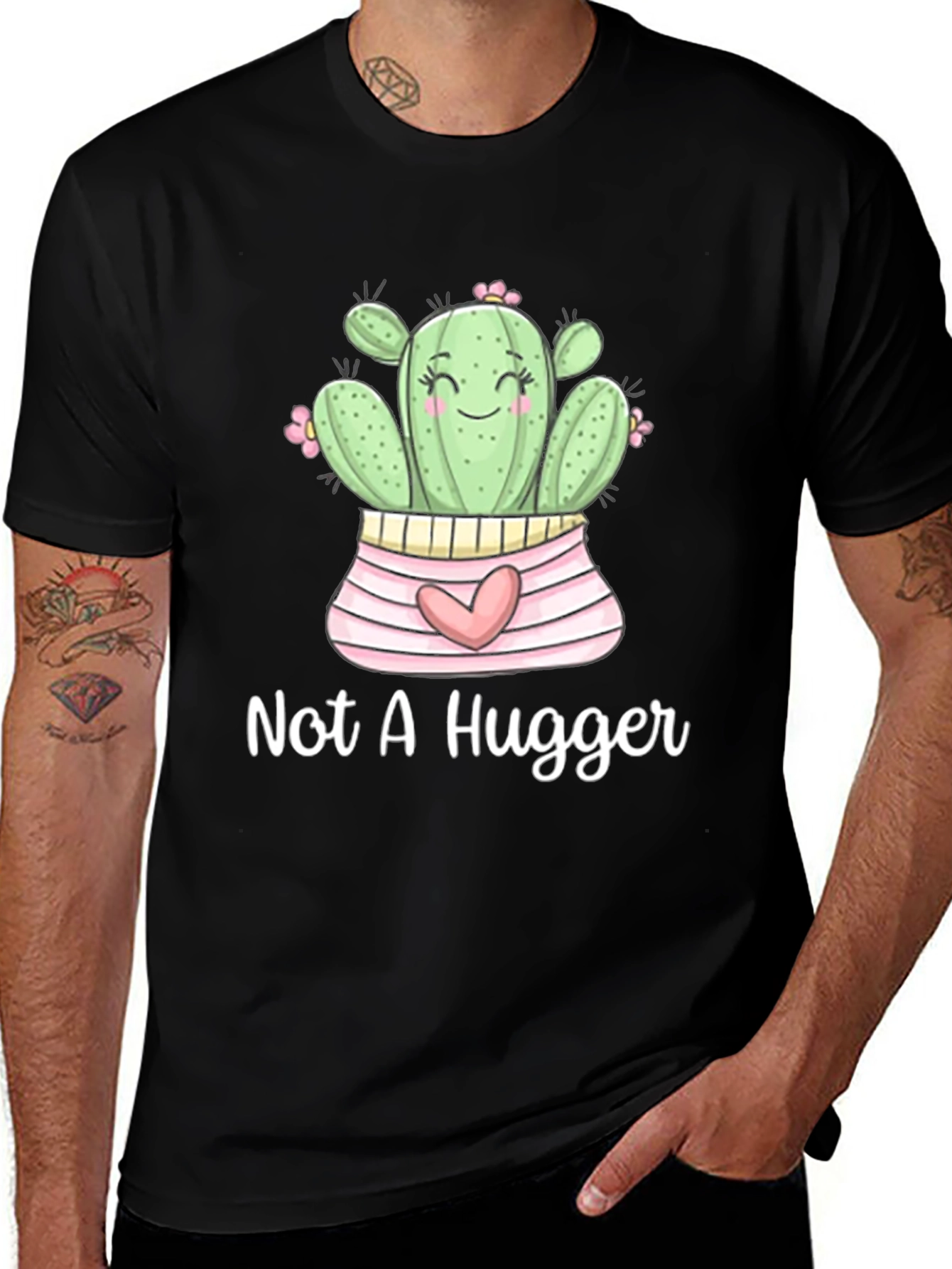 Variant 10 of Not A Hugger Cactus Graphic Tee - Unisex Black Shirt