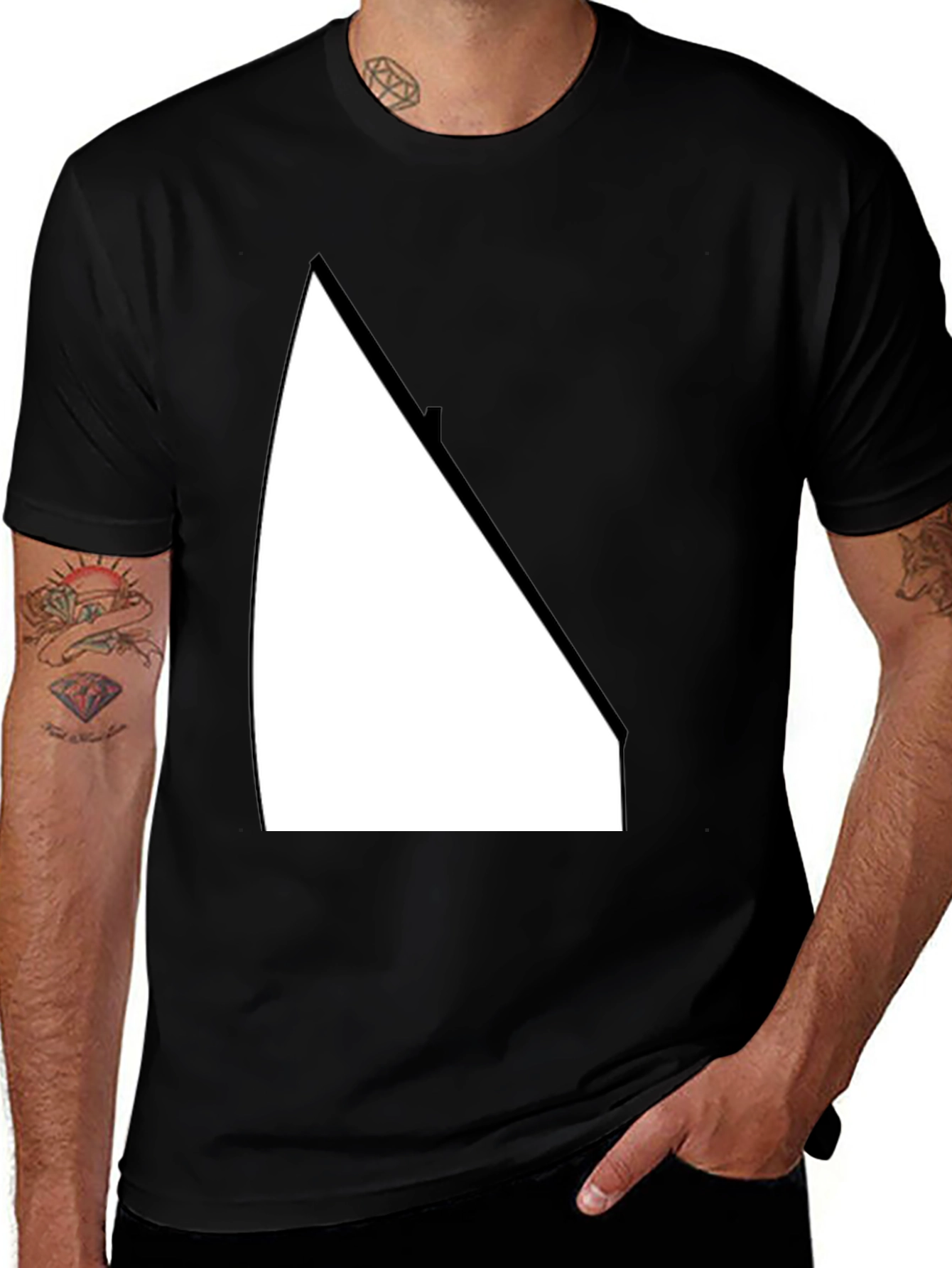 Variant 22 of Modern Geometric Graphic Tee - Casual Black T-Shirt