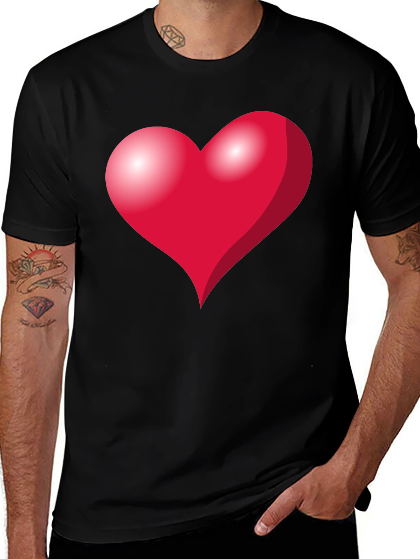 Variant 29 of Heart Graphic Black T-Shirt - Men's Fashion Tee