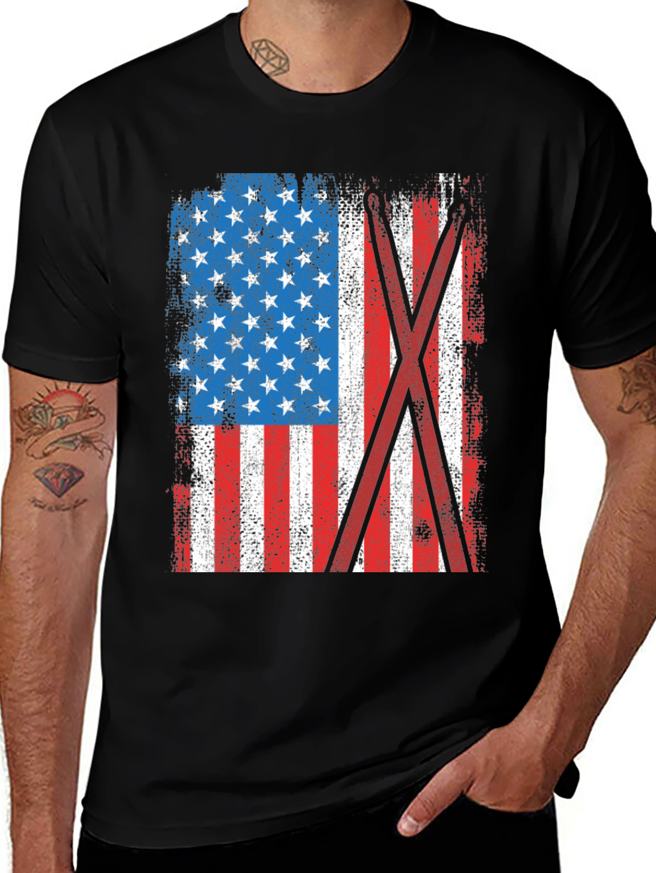 Variant 5 of Distressed American Flag Drummer T-Shirt
