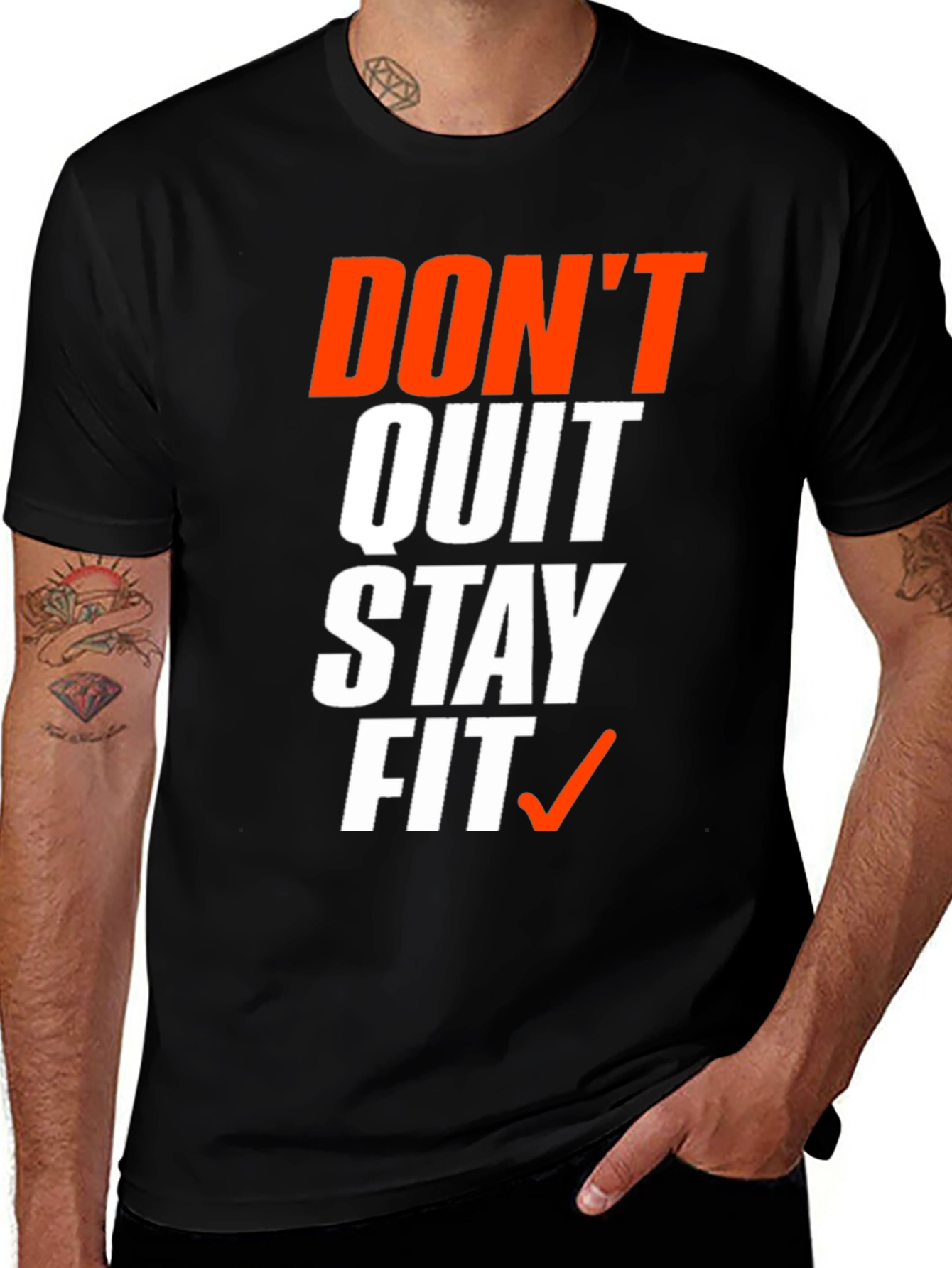 Don't Quit Stay Fit Black Graphic T-Shirt