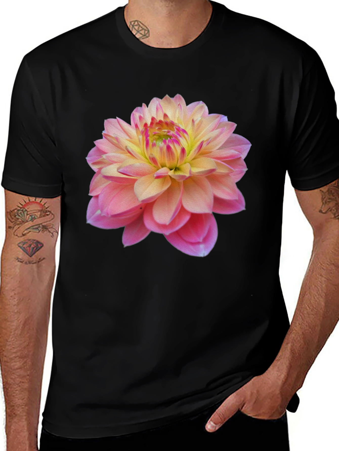 Floral Graphic T-Shirt: Pink Dahlia Blossom