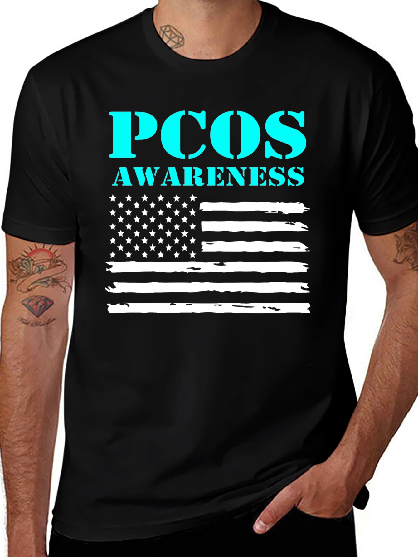 PCOS Awareness US Flag T-Shirt