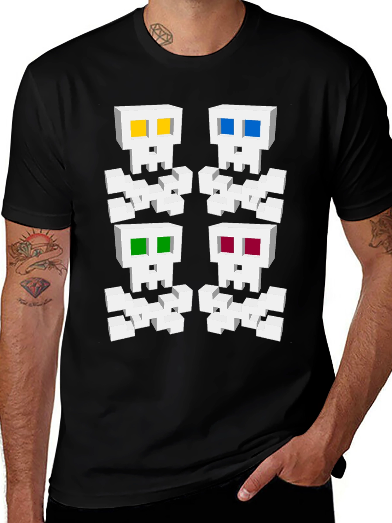 Variant 20 of Pixelated Skull Graphic Tee - Unique Gamer Style