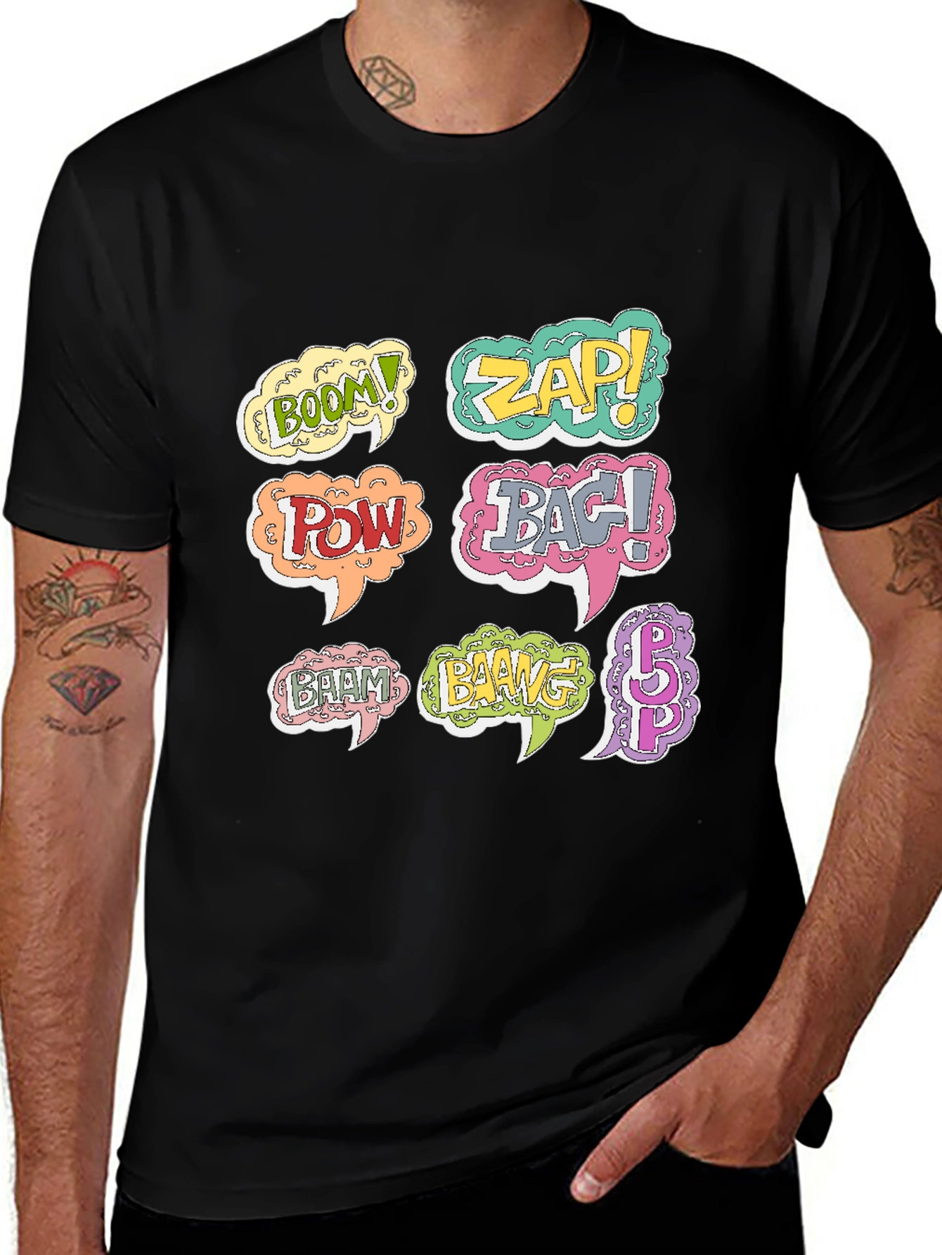 Comic Book Sound Effects T-Shirt - POW! BAM! ZAP!