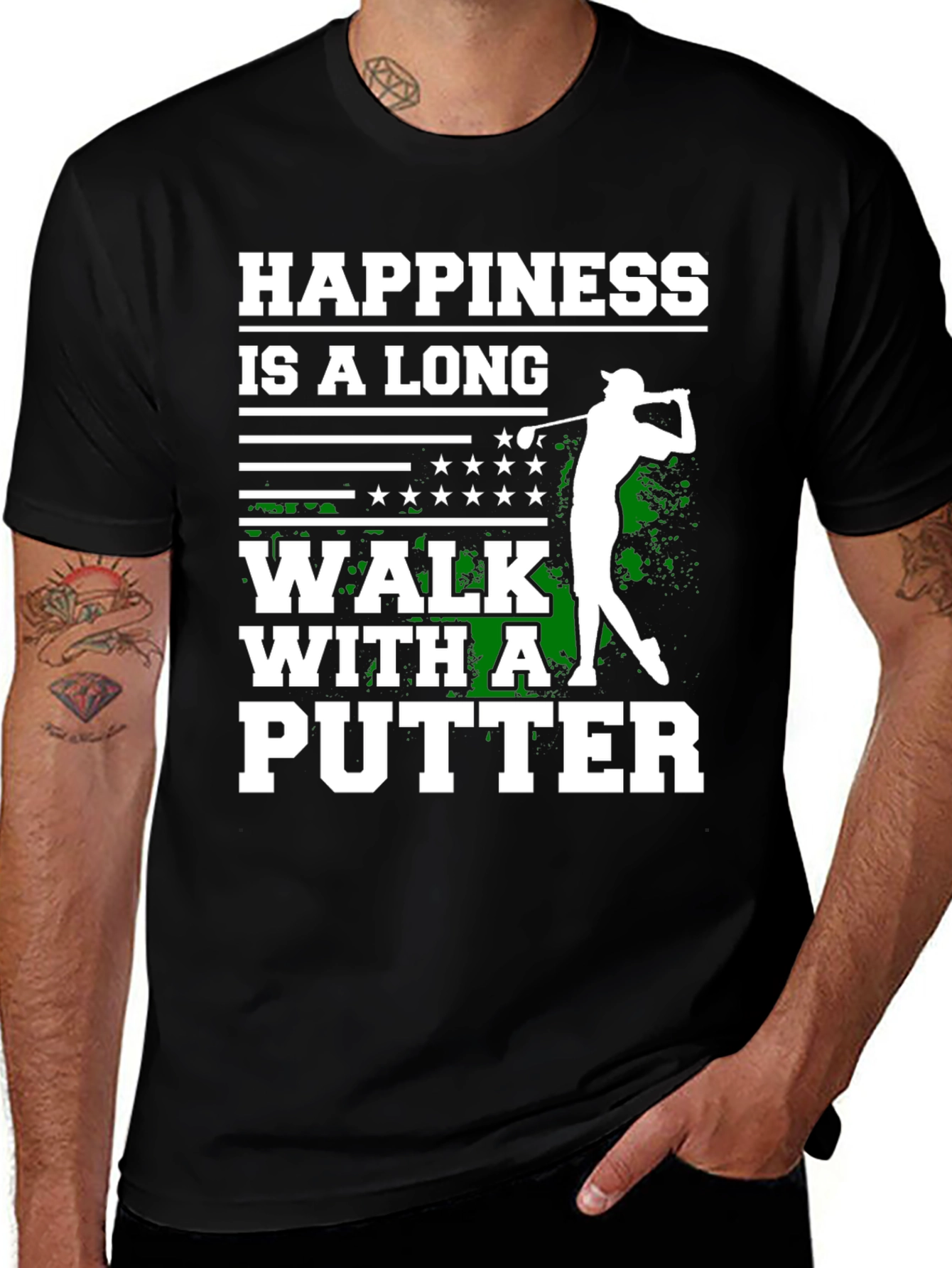 Variant 14 of Happiness is a Long Walk with a Putter T-Shirt