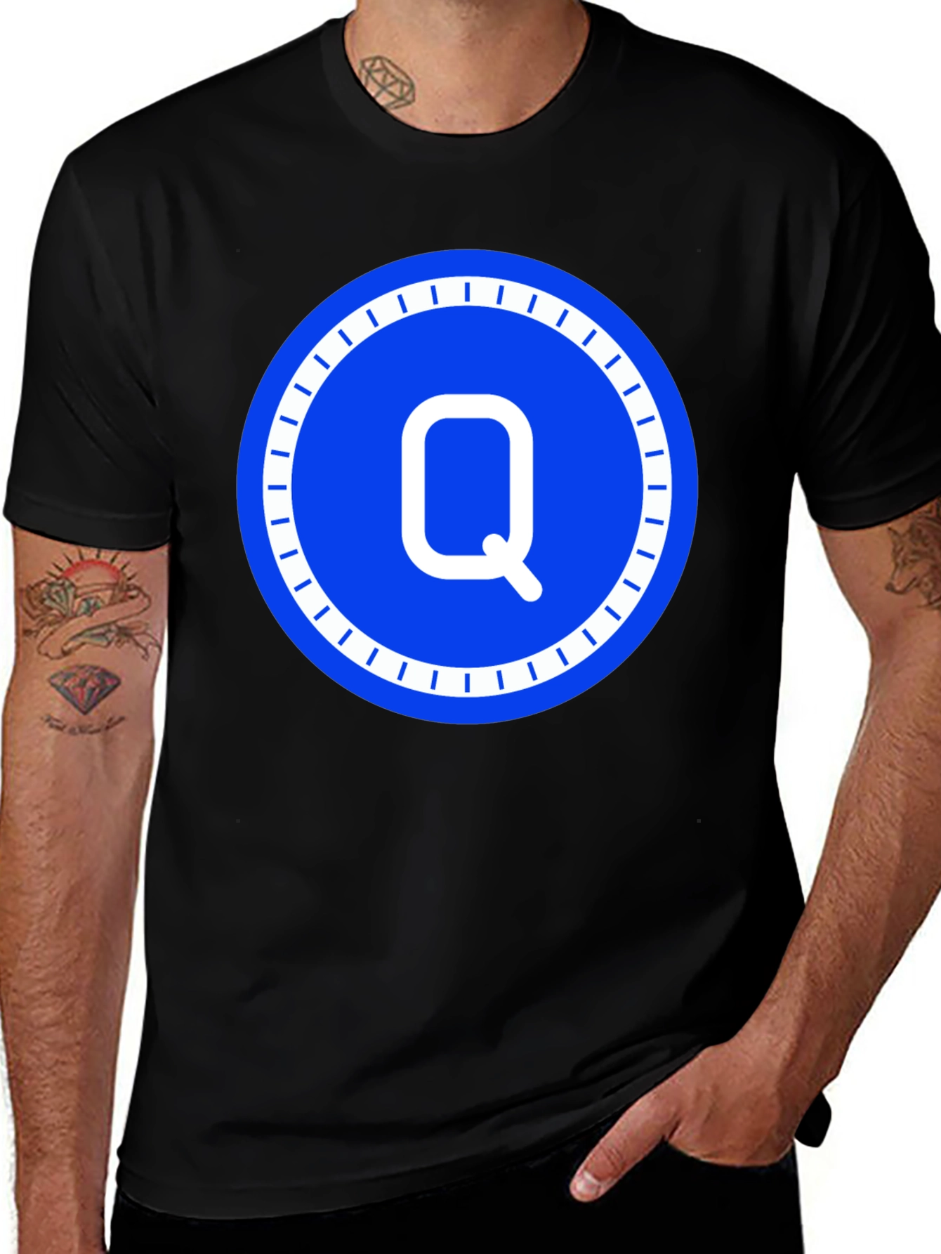 Variant 26 of Letter Q Graphic Tee - Stylish Black Cotton Blend Shirt