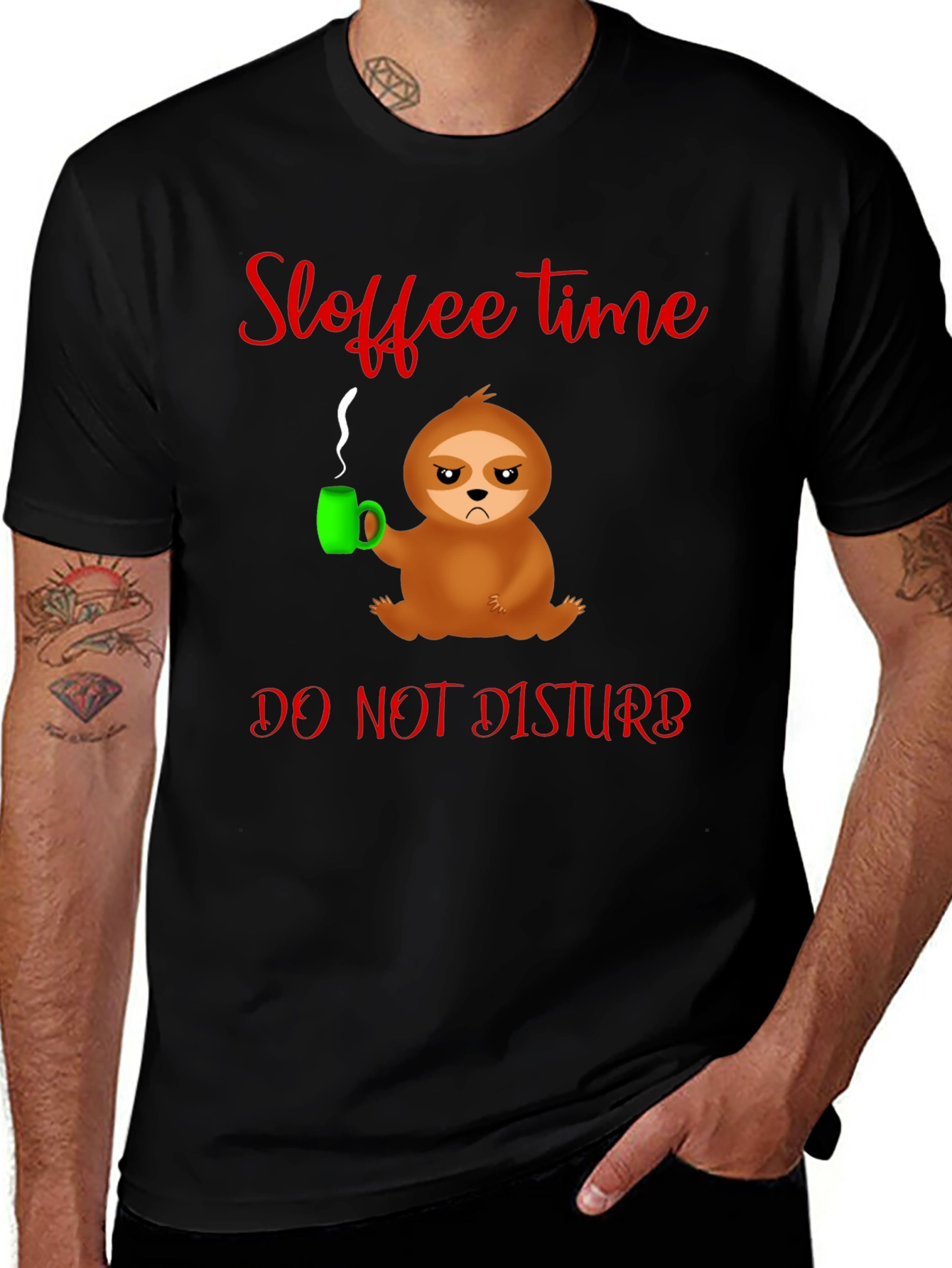 Variant 22 of Sloffee Time Sloth T-Shirt - Do Not Disturb