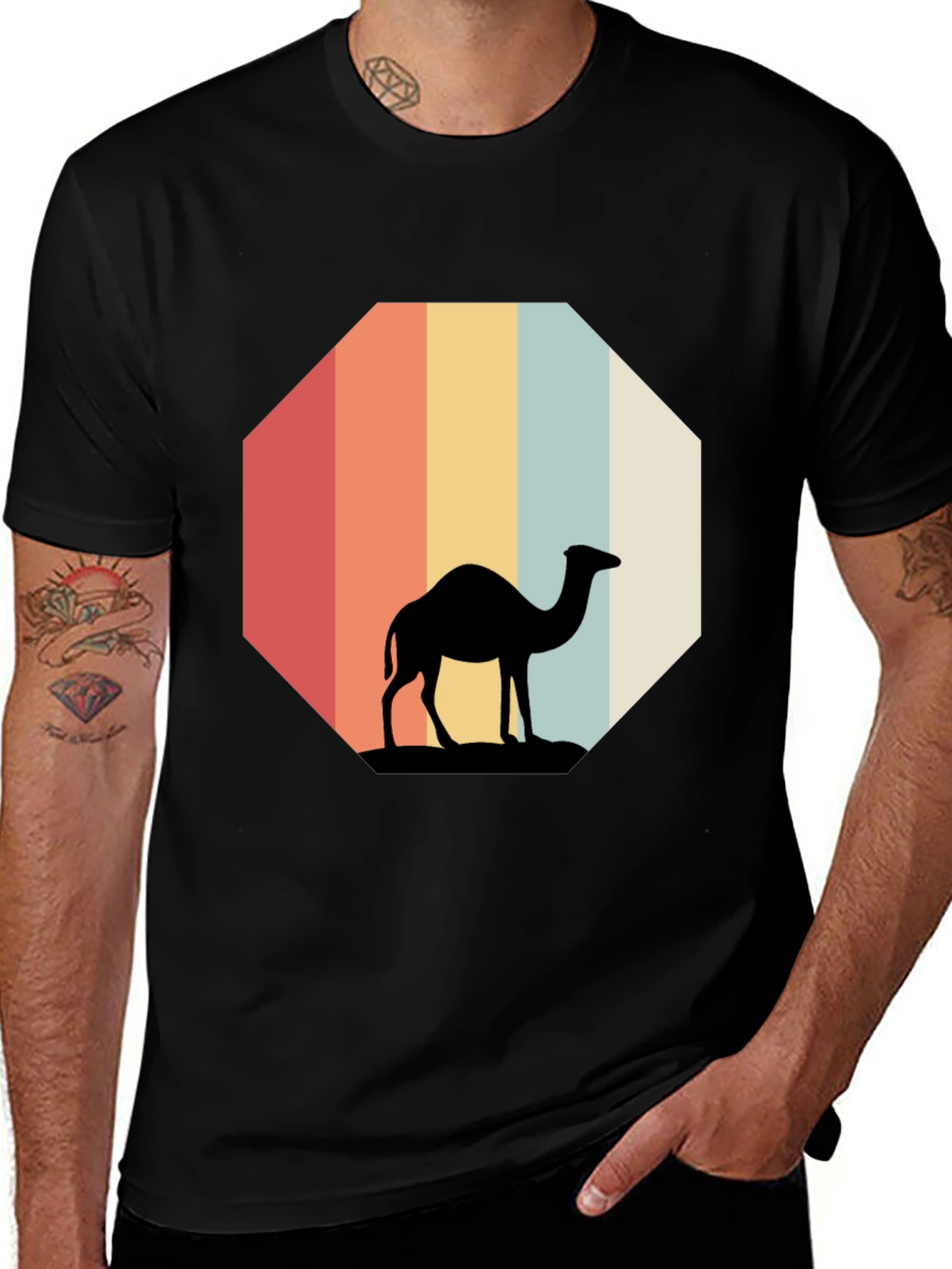 Black Retro Camel Silhouette Tee main image