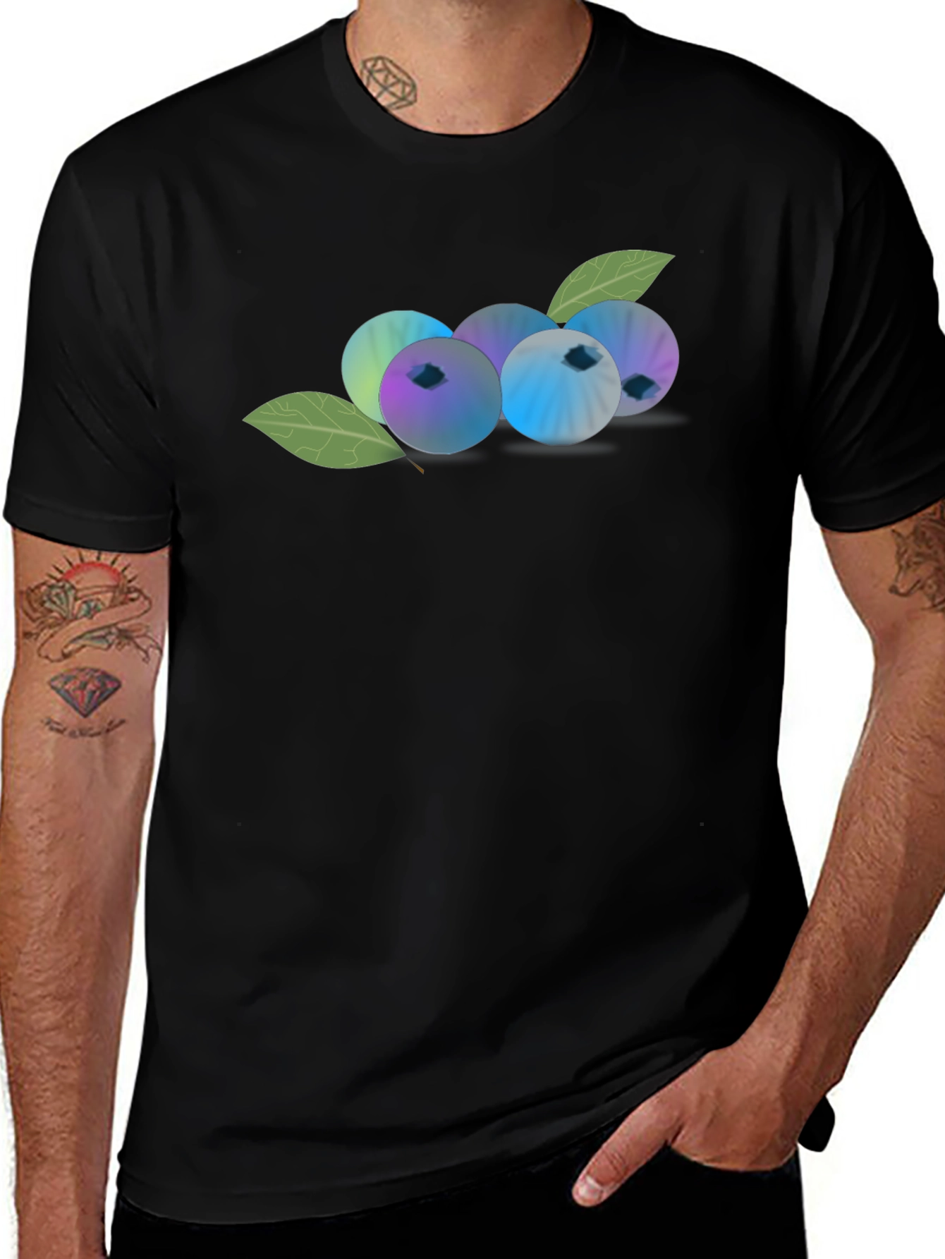 Variant 4 of Blueberry Graphic Black T-Shirt